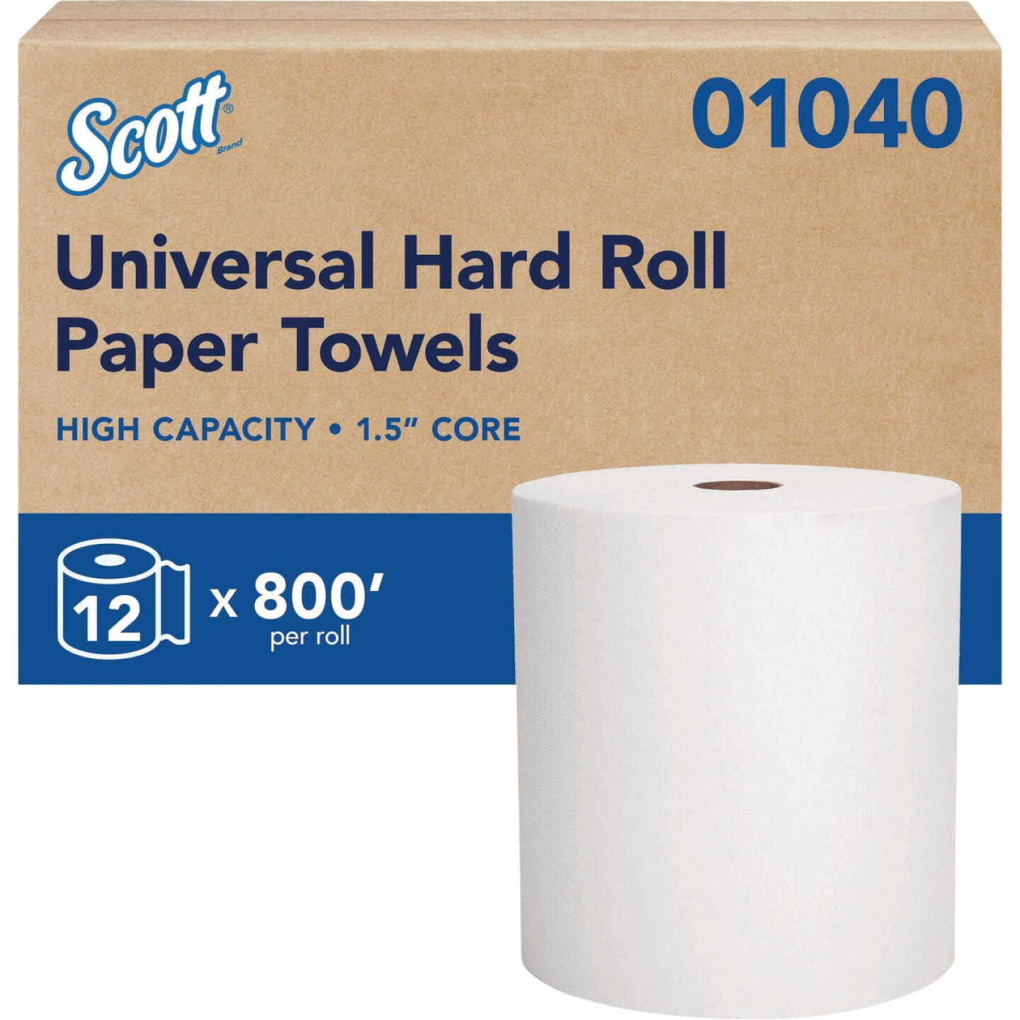 Scott 8 In. x 800 Ft. Hard Roll Paper Towel (12-Pack) Image 1