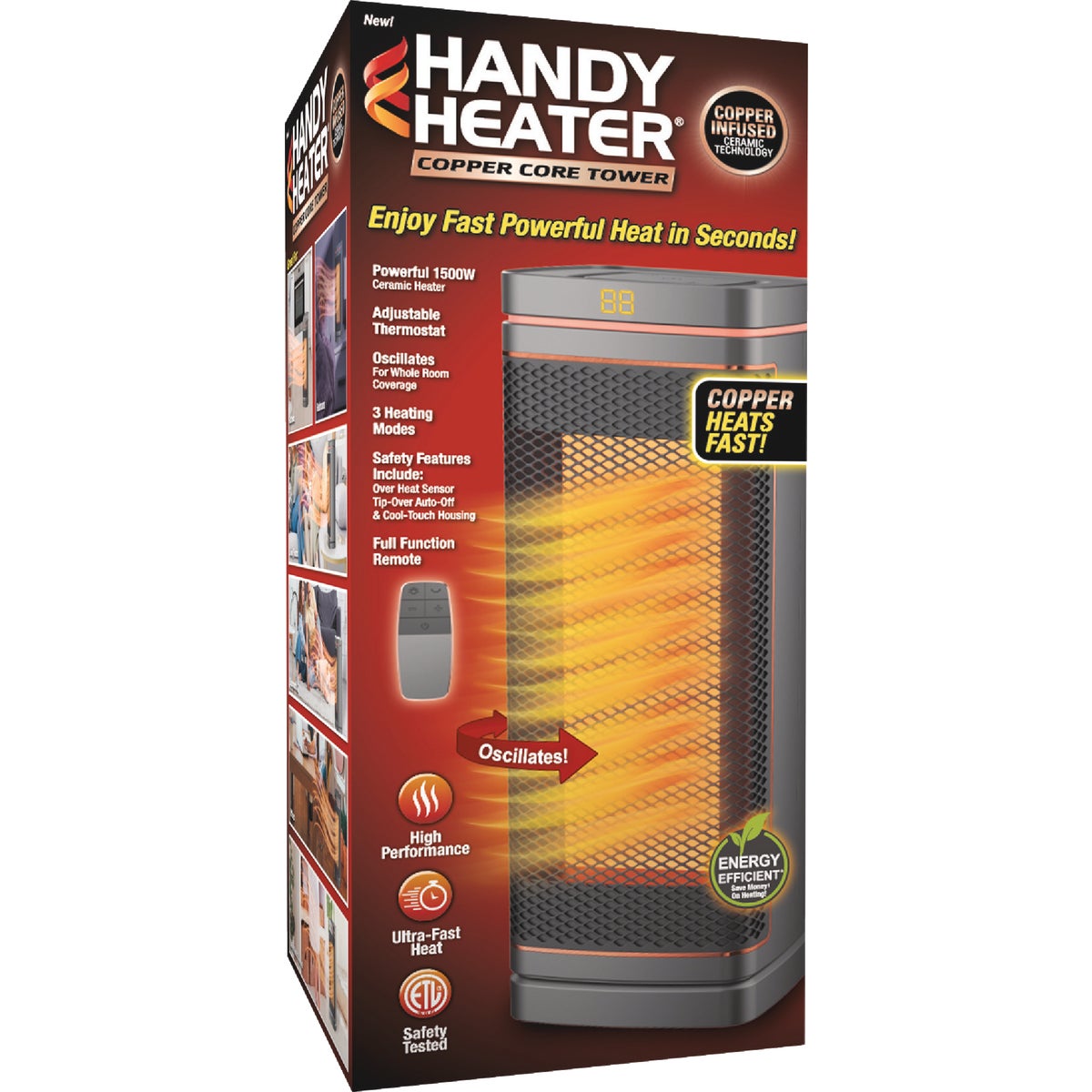 Handy Heater Copper Core Tower Oscillating Ceramic Space Heater Image 1