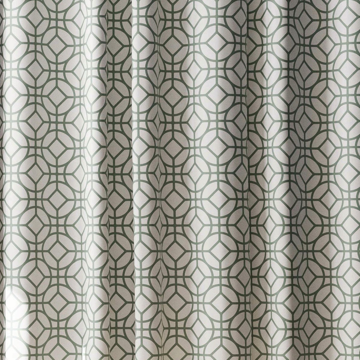 Zenna Home 70 In. x 72 In. Quinn Geometric Sage Green Decorative Fabric Shower Curtain