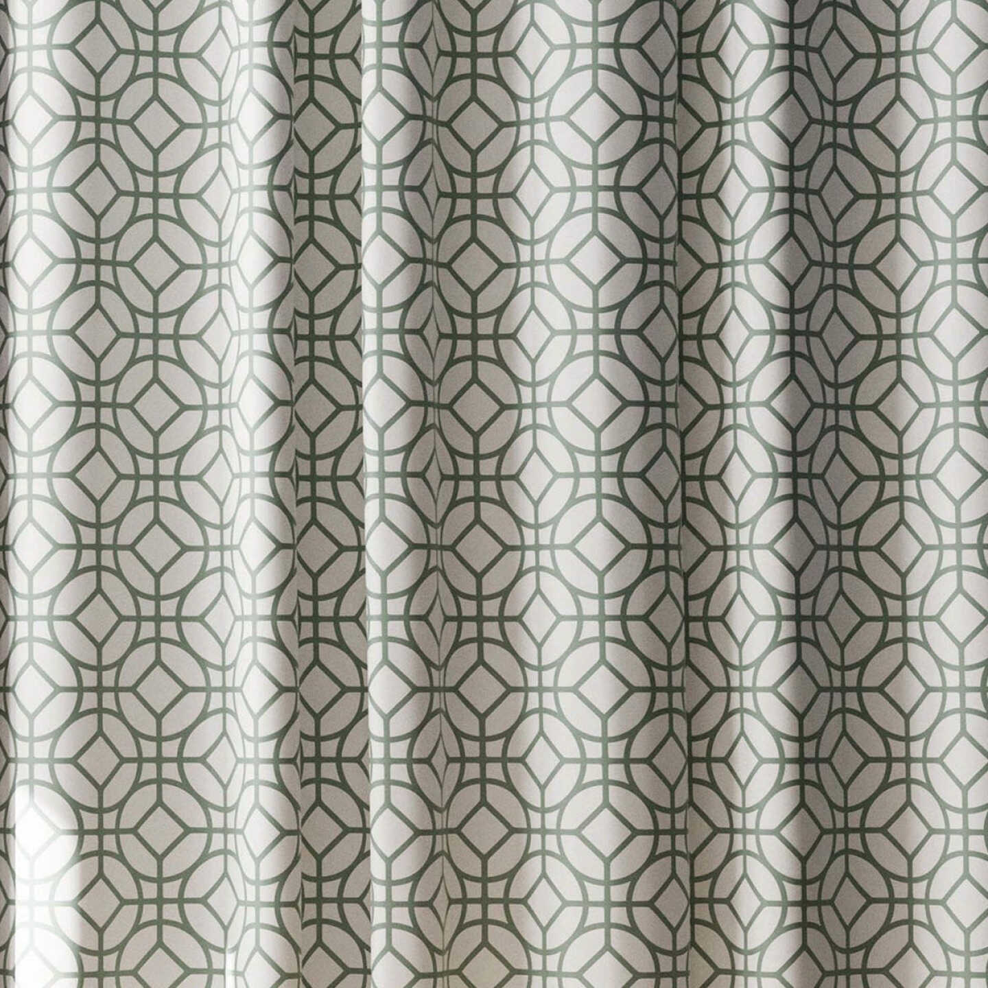Zenna Home 70 In. x 72 In. Quinn Geometric Sage Green Decorative Fabric Shower Curtain Image 1
