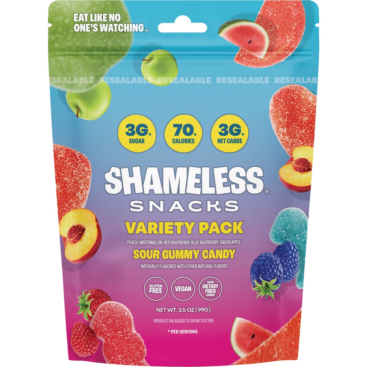 Shameless Snacks 3-1/2 Oz. Variety Pack Sour Gummy Candy
