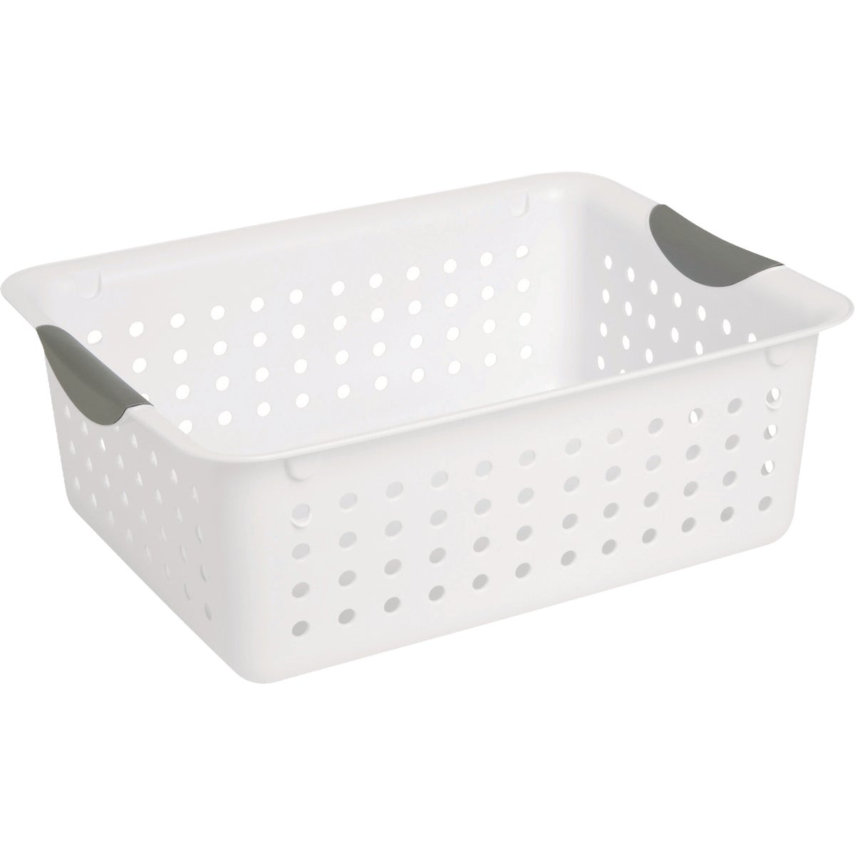 Sterilite Medium White Ultra Basket with Gray Inserts in Handles
