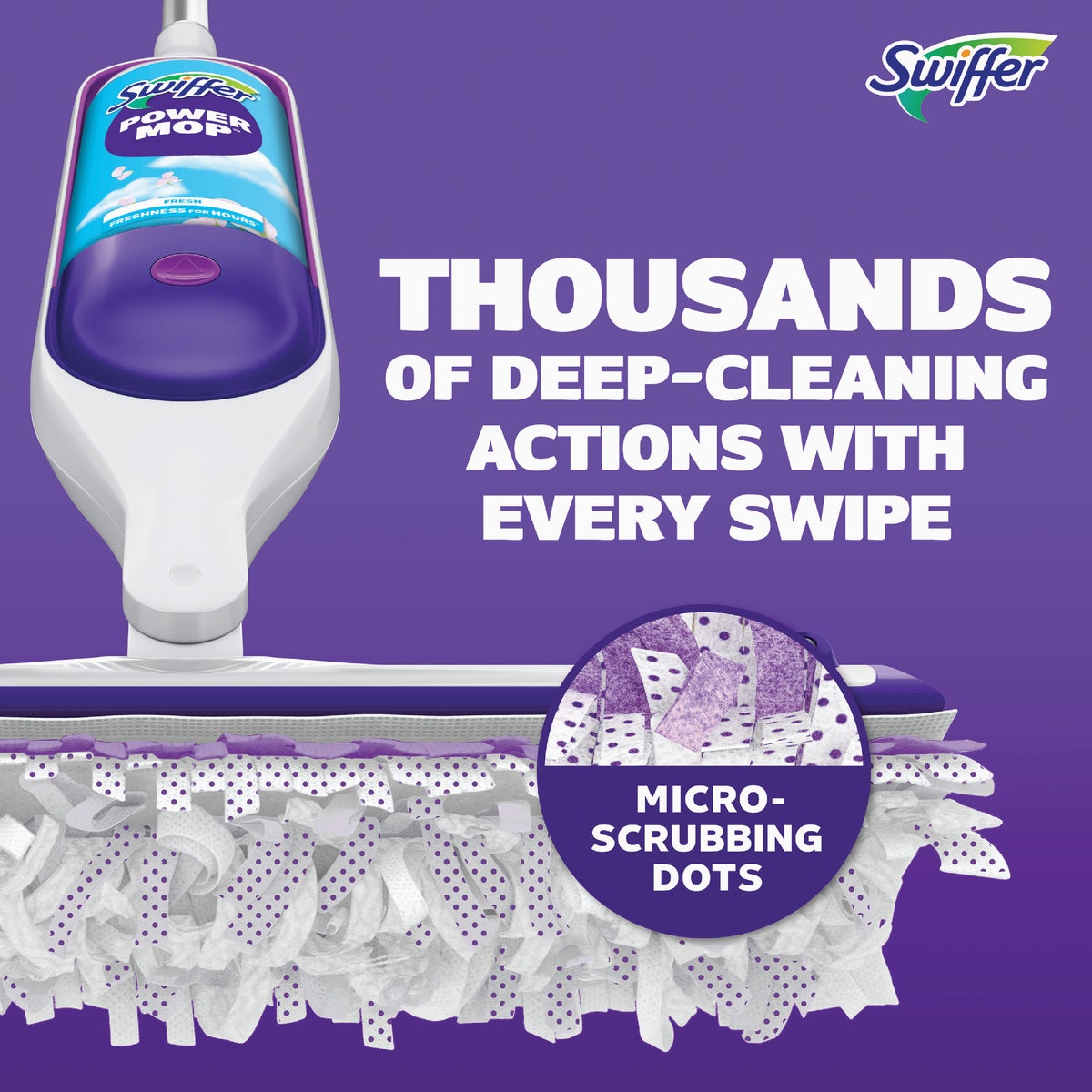 Swiffer PowerMop Multi-Surface Mop Kit with Refills and Solution, Fresh Scent Image 2