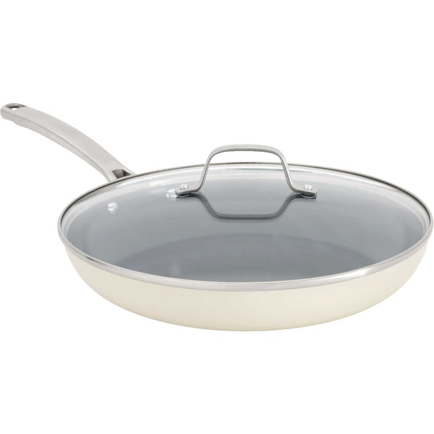 Calphalon 12 In. Ceramic Nonstick Fry Pan with Lid, Flour Image 1