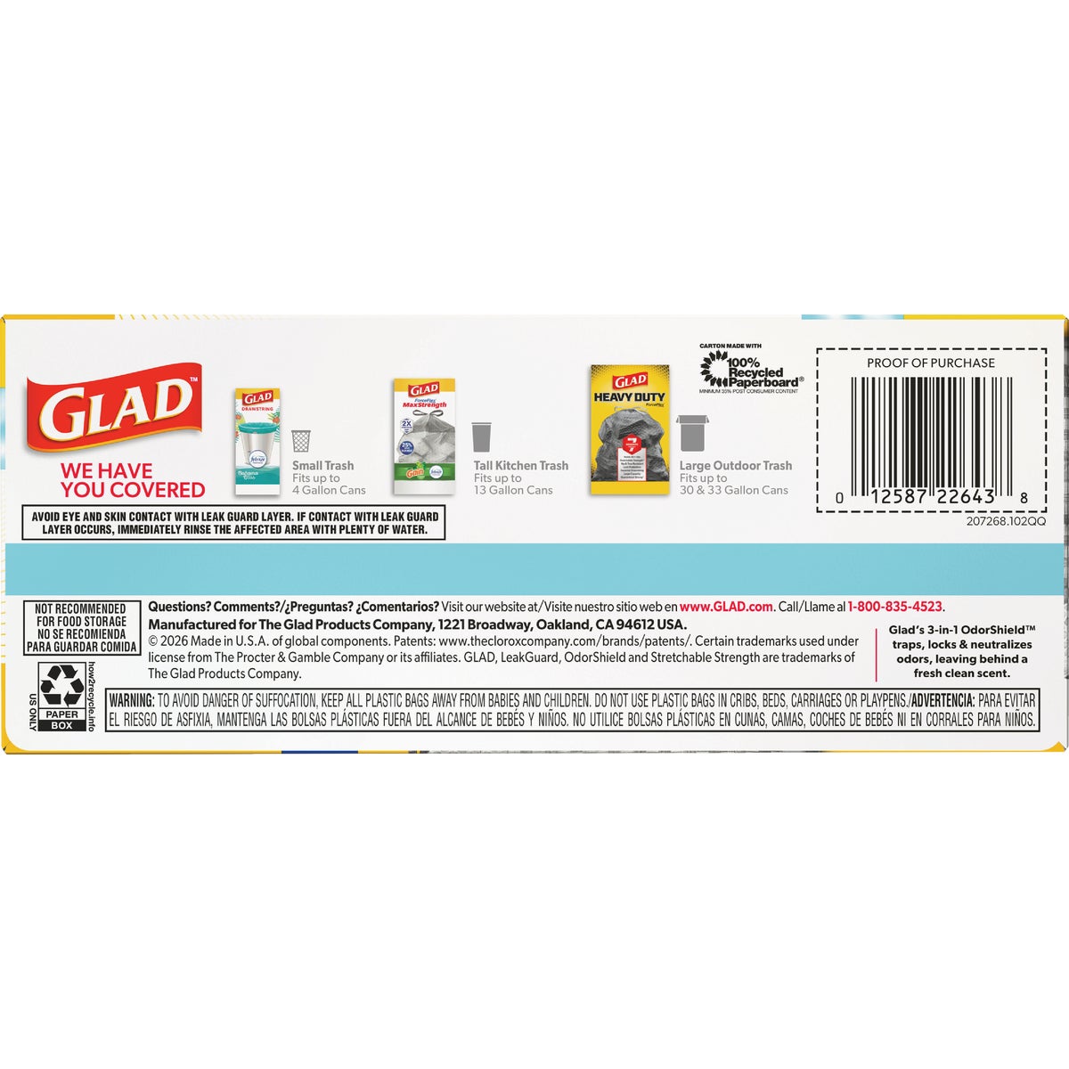 Glad 13 Gal. ForceFlex MaxStrength LeakGuard Tall Kitchen Drawstring Trash Bags, Fresh Air Scent (20-Count) Image 6