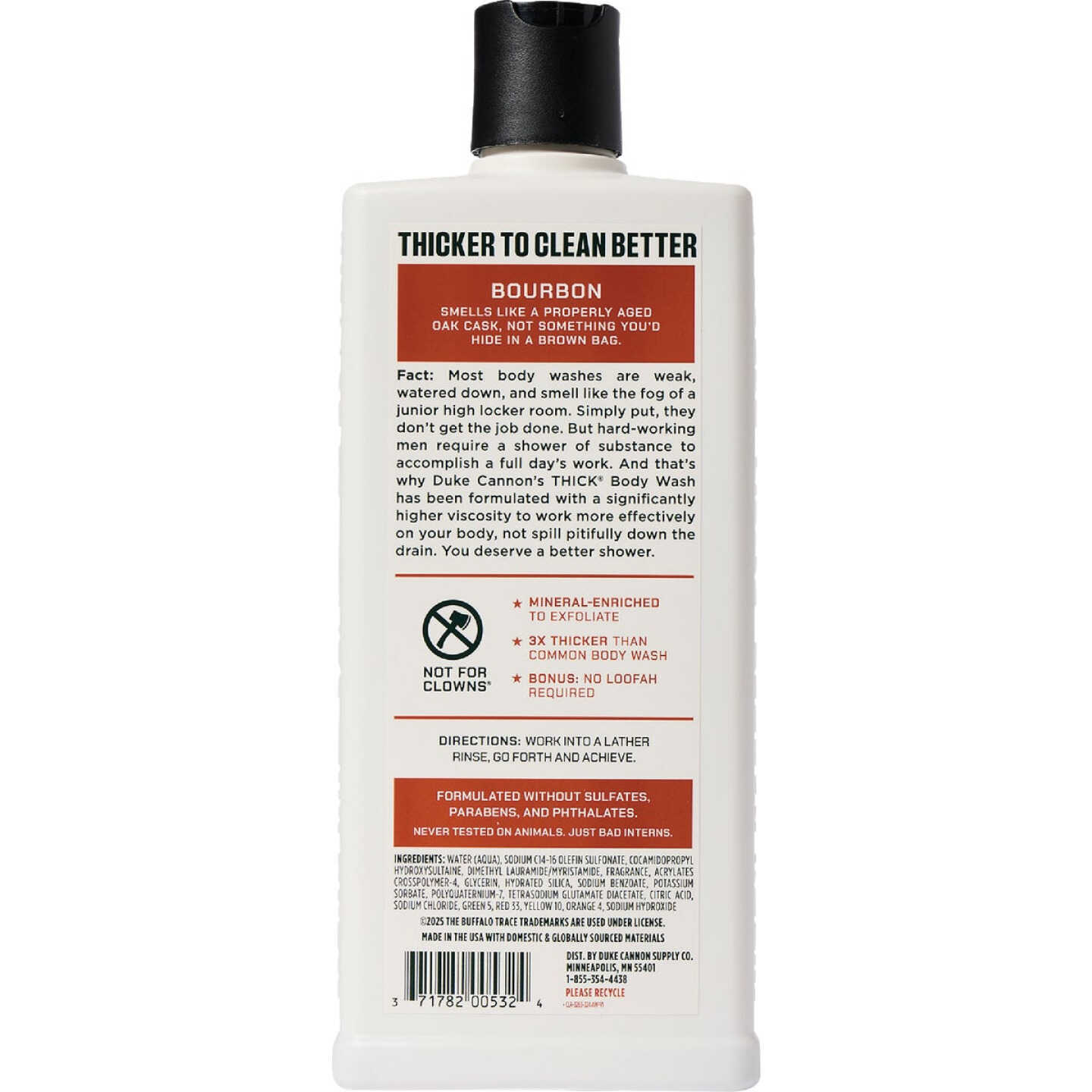 Duke Cannon 18 Oz. Bourbon Oak Barrell Thick High Viscosity Body Wash Image 2