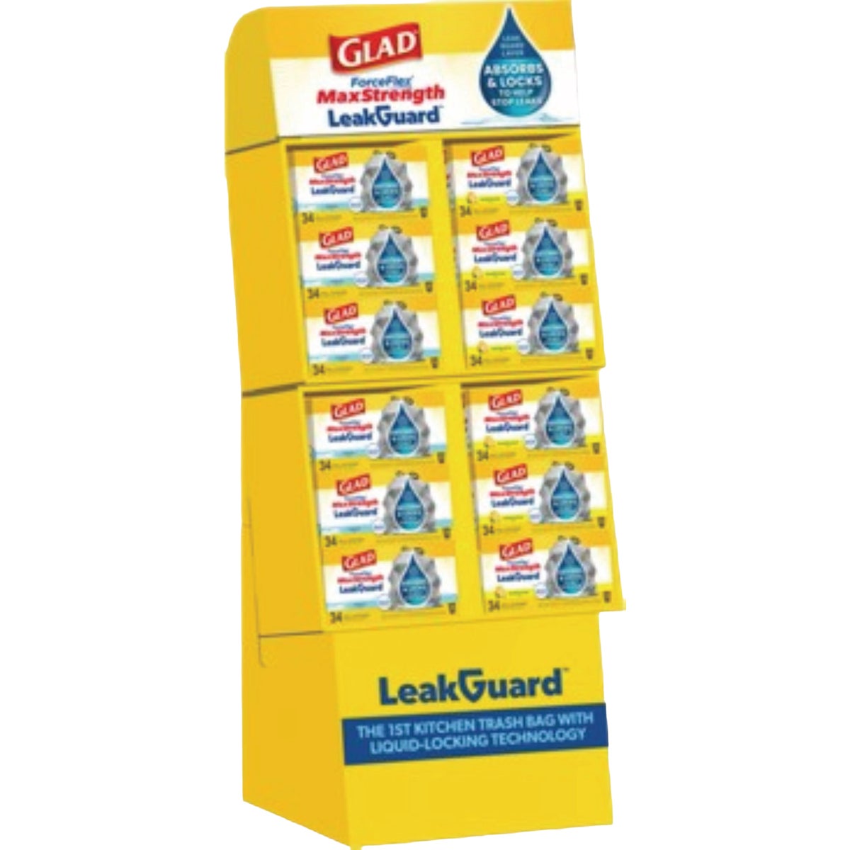 Glad 13 Gal. ForceFlex MaxStrength LeakGuard Tall Kitchen Drawstring Trash Bag Display