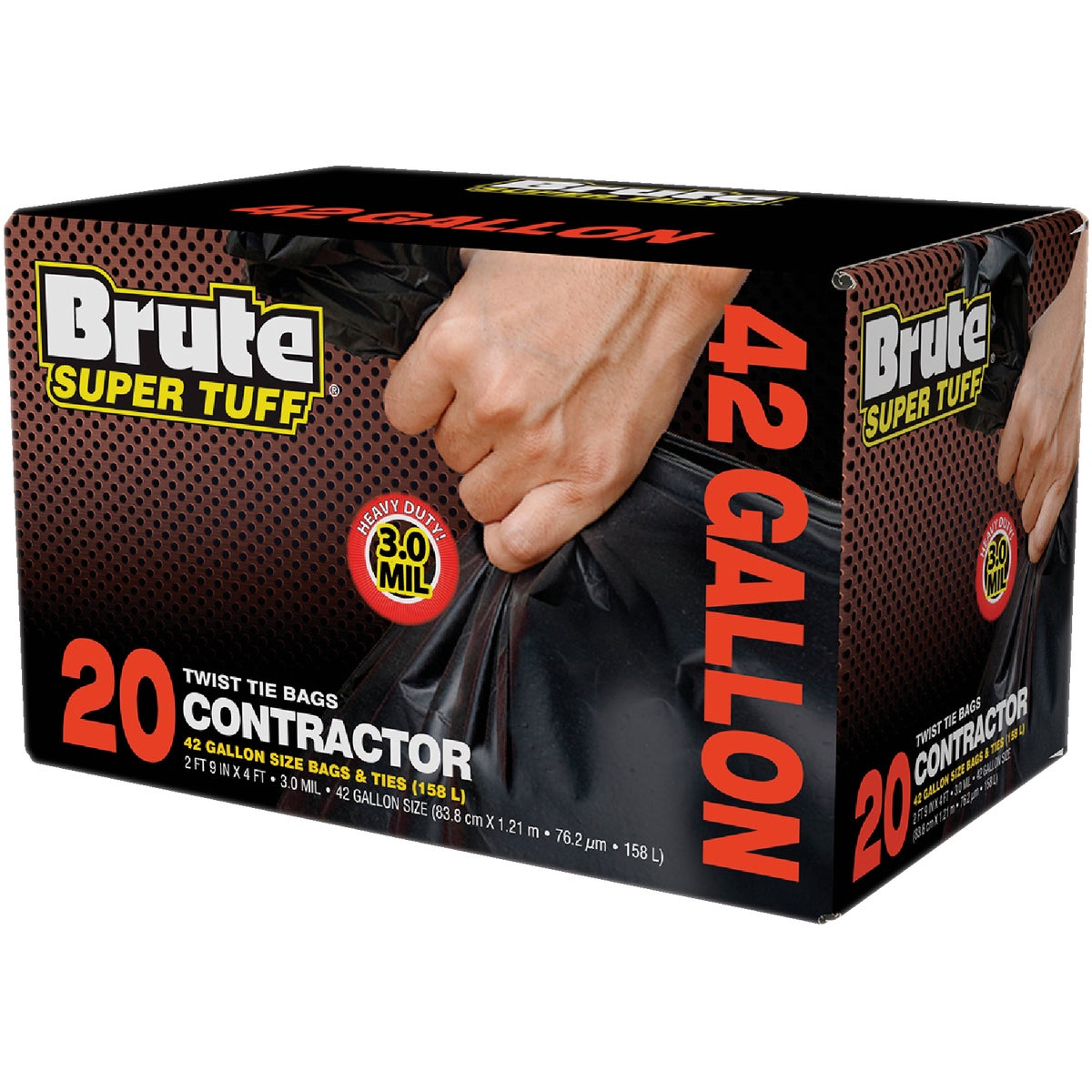 Brute Super Tuff 42 Gal. Contractor Black Trash Bag (15-Count)
