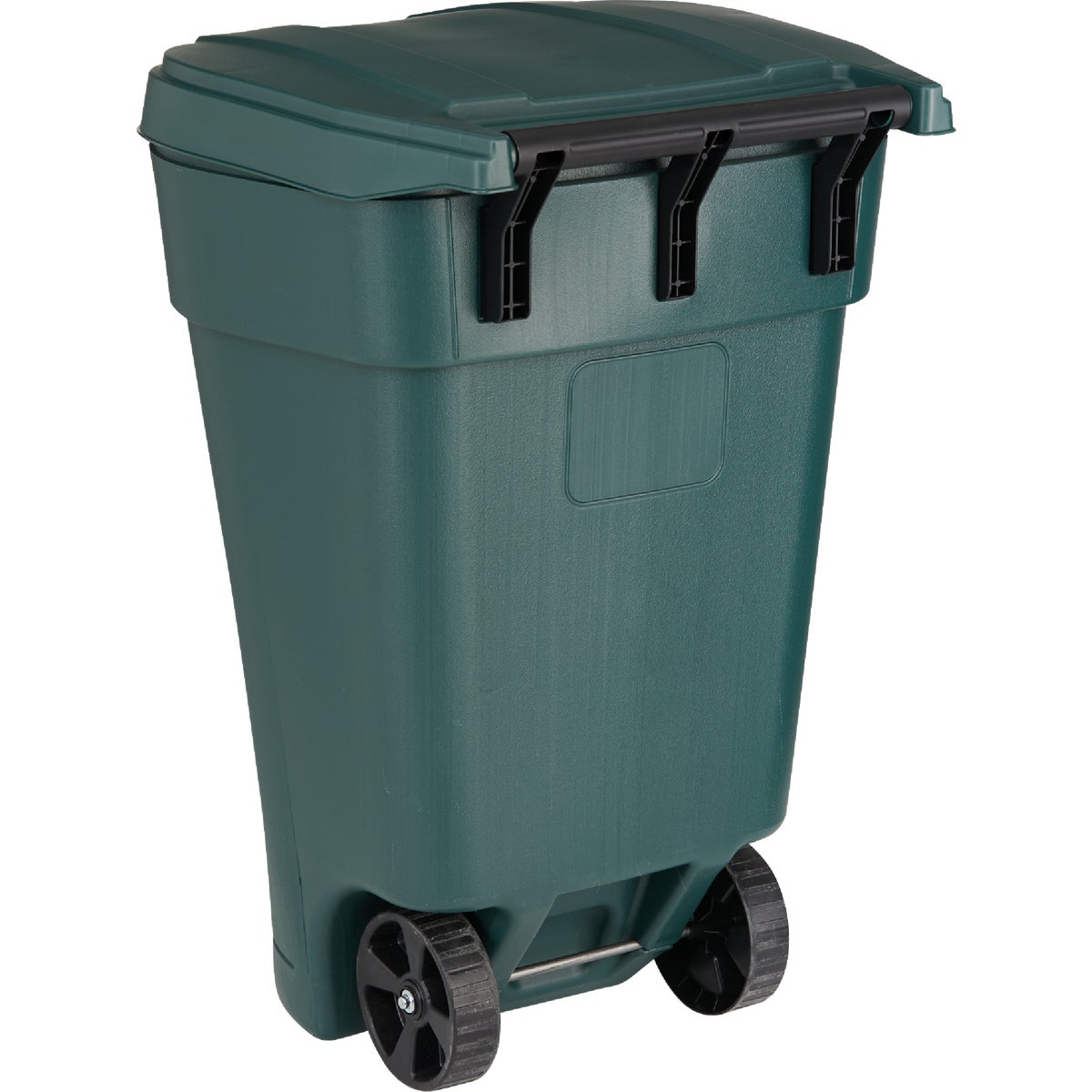 United Solutions 50 Gal. Green Plastic Wheeled Outdoor Trash Can with Lid Image 6