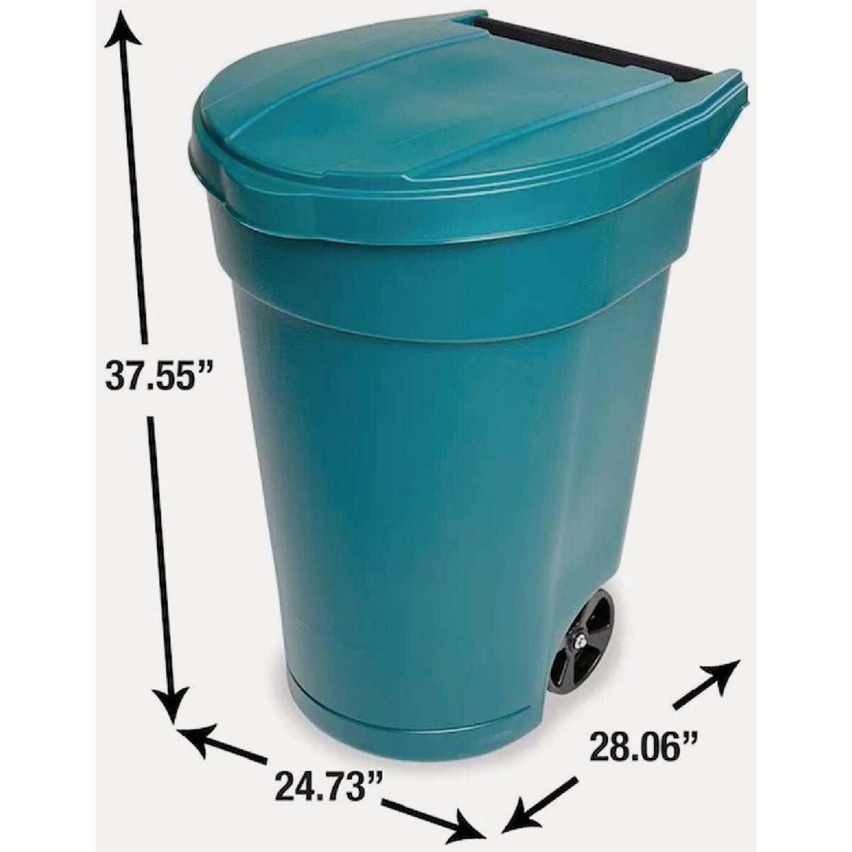 United Solutions 50 Gal. Green Plastic Wheeled Outdoor Trash Can with Lid Image 2