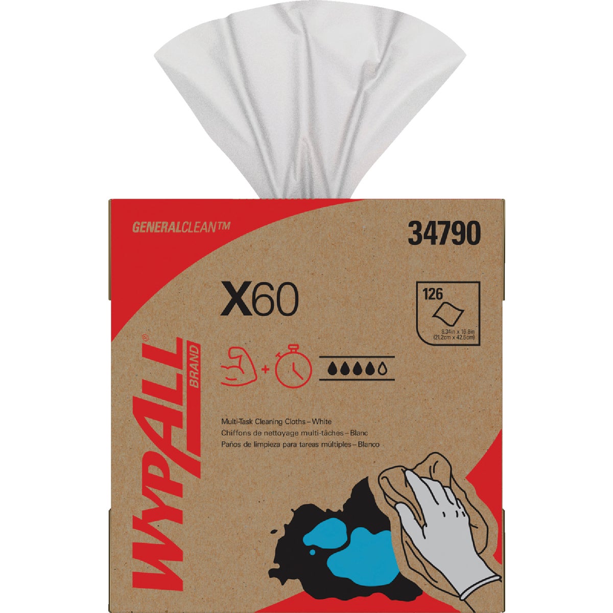 WypAll X60 White Pop-Up Teri Wiper Hand Towel (10-Count)