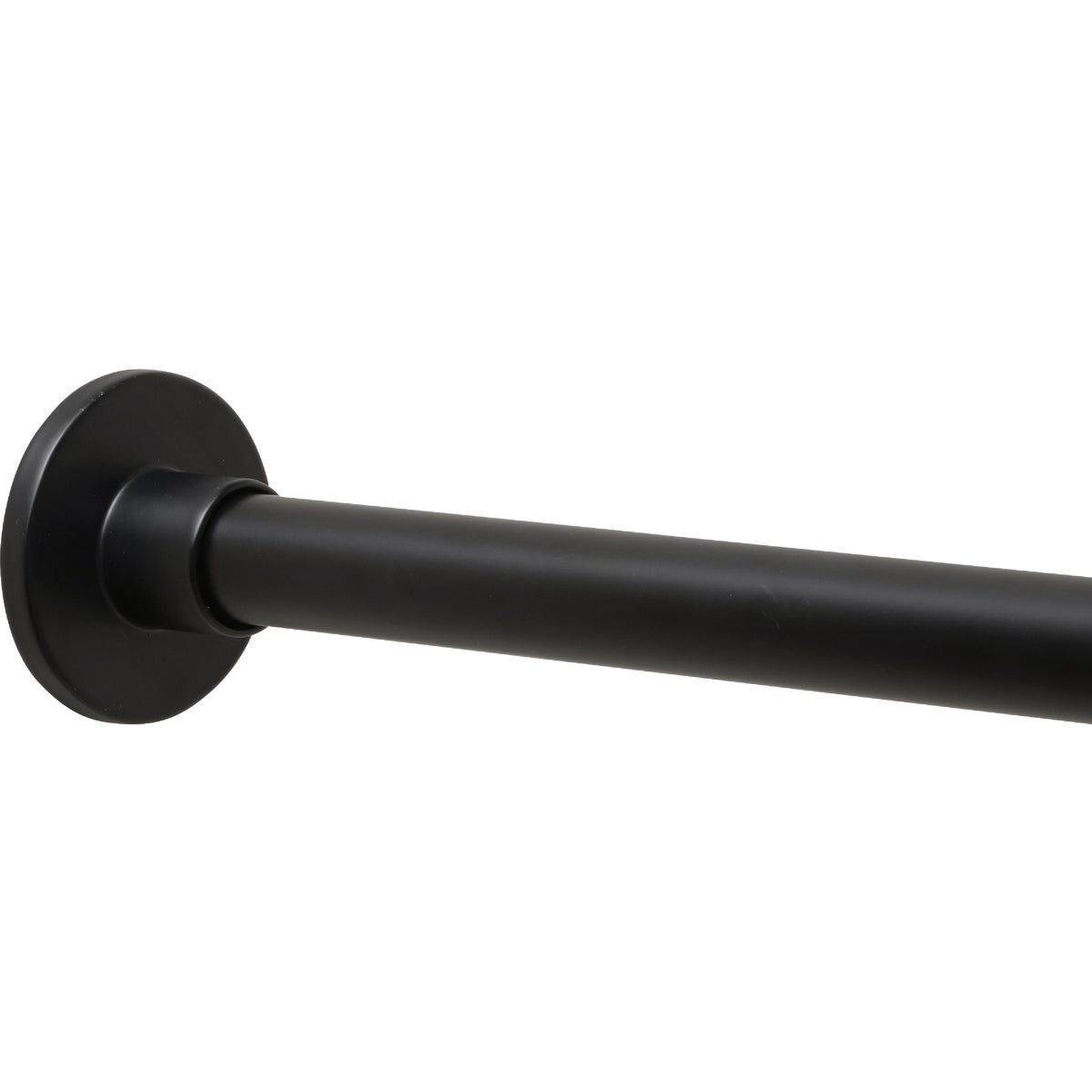 Zenna Home Straight 50 In. to 86 In. Rustproof Stainless Steel Adjustable Tension Shower Curtain Rod, Matte Black