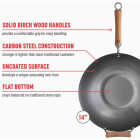 Joyce Chen Classic Series 14 In. Uncoated Carbon Steel Flat Bottom Wok Set with Lid and Birch Handles (4-Pc.) Image 3