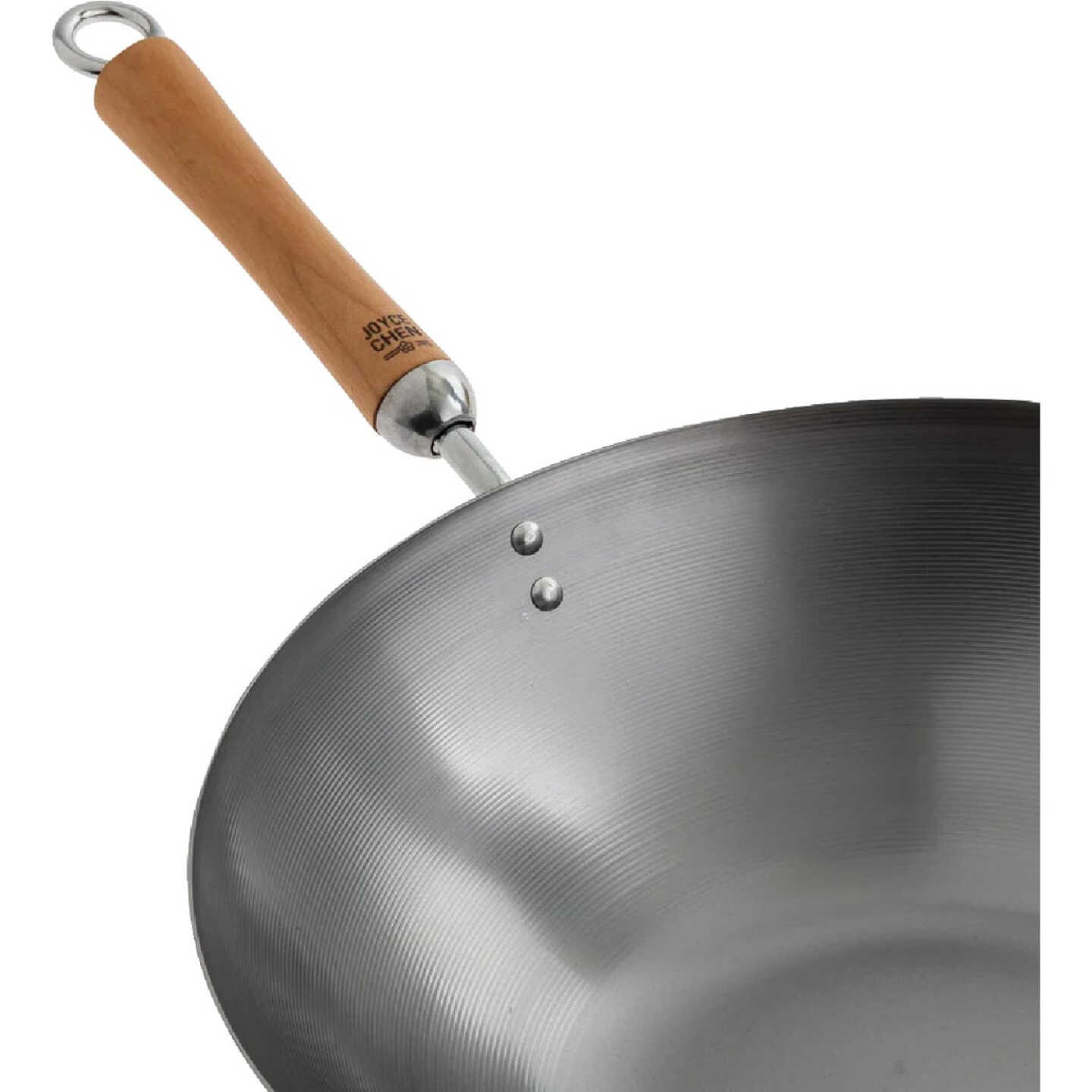 Joyce Chen Classic Series 14 In. Uncoated Carbon Steel Flat Bottom Wok Set with Lid and Birch Handles (4-Pc.) Image 7