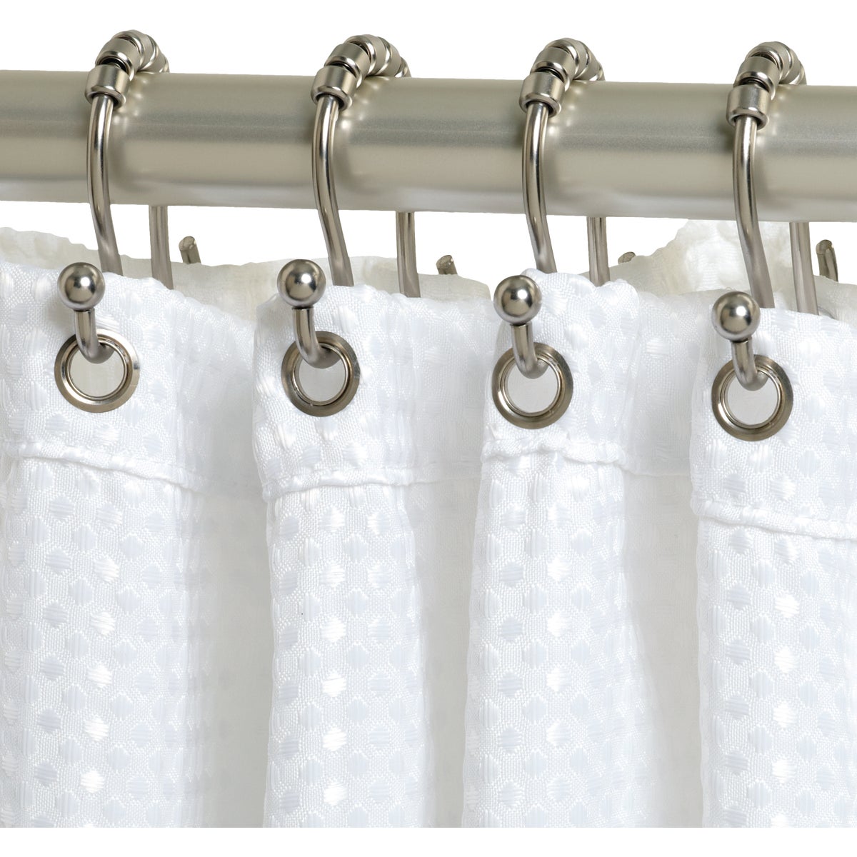 Zenna Home Rustproof Nickel Double Roller Shower Curtain Hooks (12-Count) Image 4