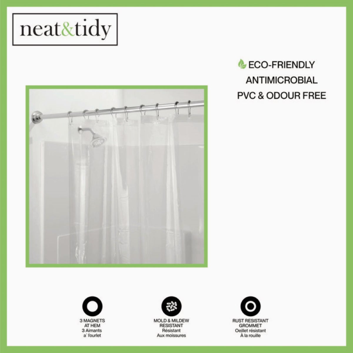 Moda At Home 70 In. x 72 In. Clear Neat &Tidy Shower Curtain Liner Image 2