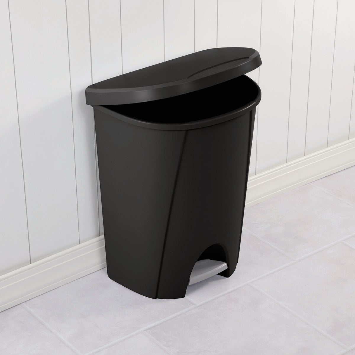 Sterilite 6.6 Gal. Black Step-On Wastebasket Image 2