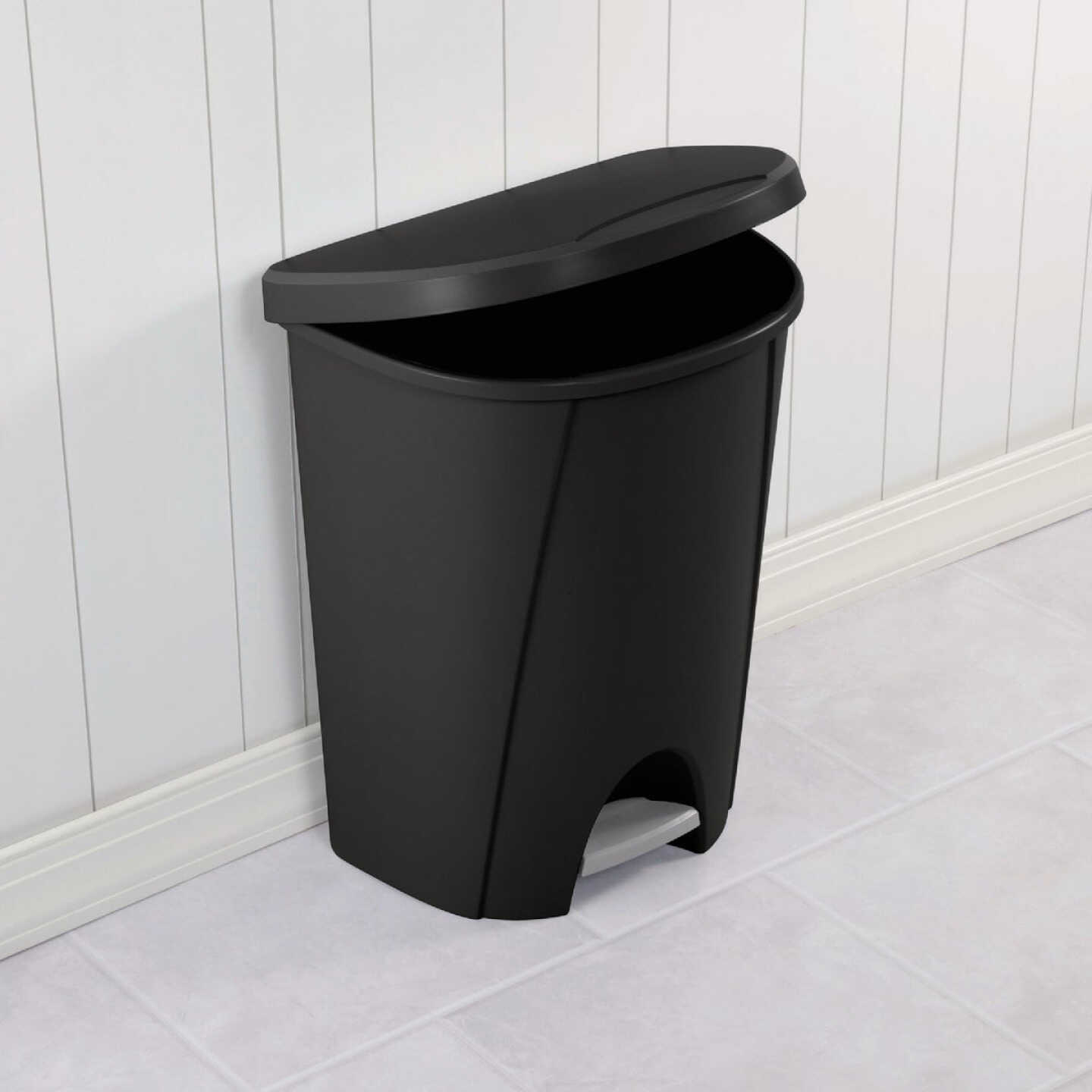 Sterilite 6.6 Gal. Black Step-On Wastebasket Image 2