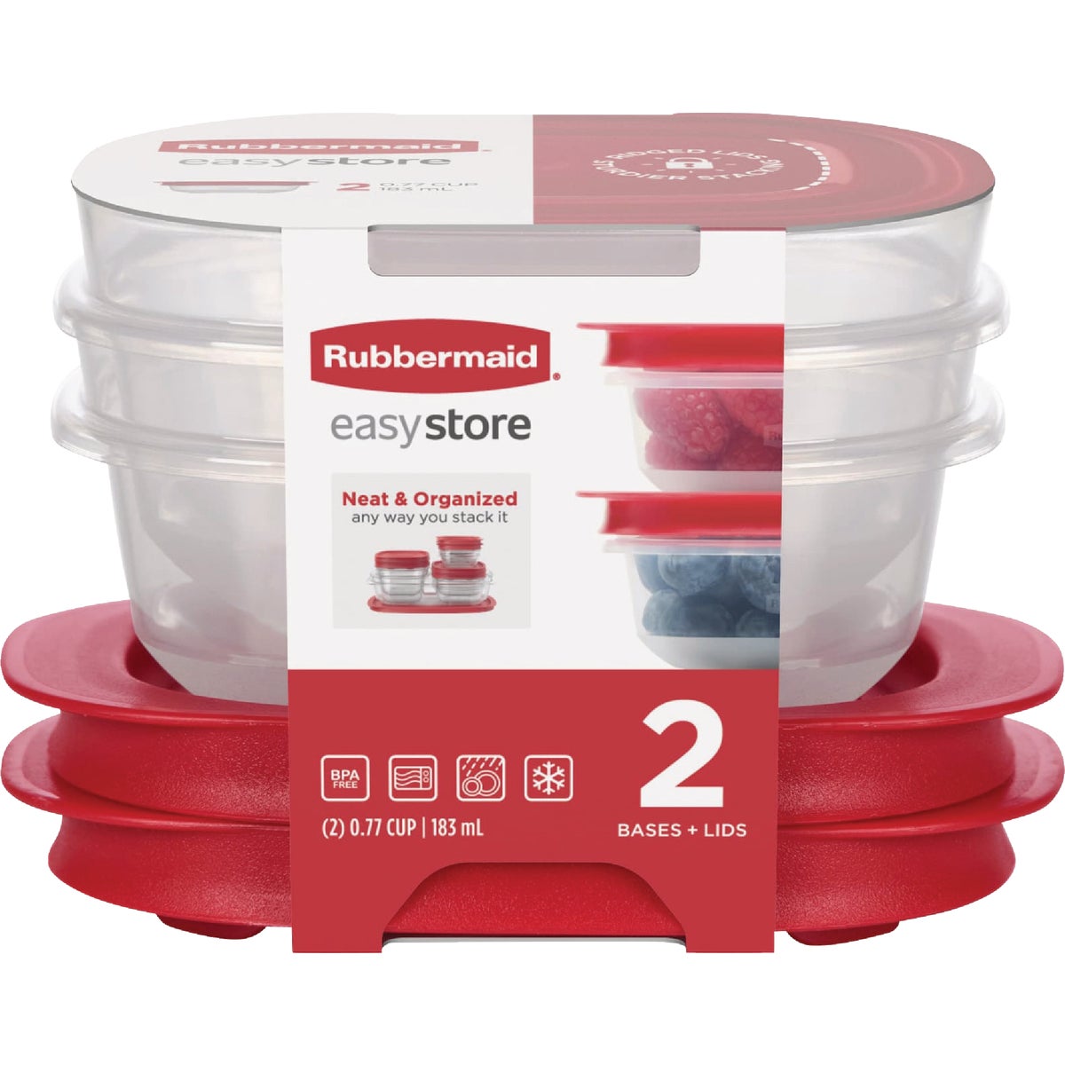 Rubbermaid EasyStore Red Food Storage Containers, 0.77 Cup (2-Pack)