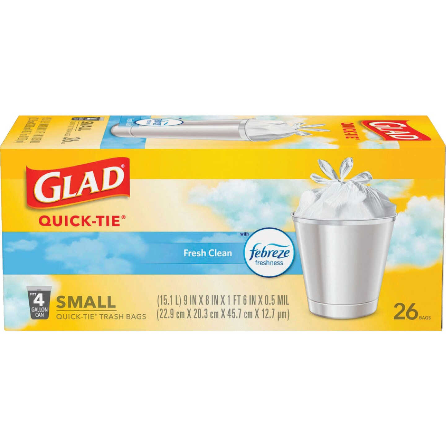 Glad 4 Gal. White Febreze Fresh OdorShield Small Trash Bag Image 1