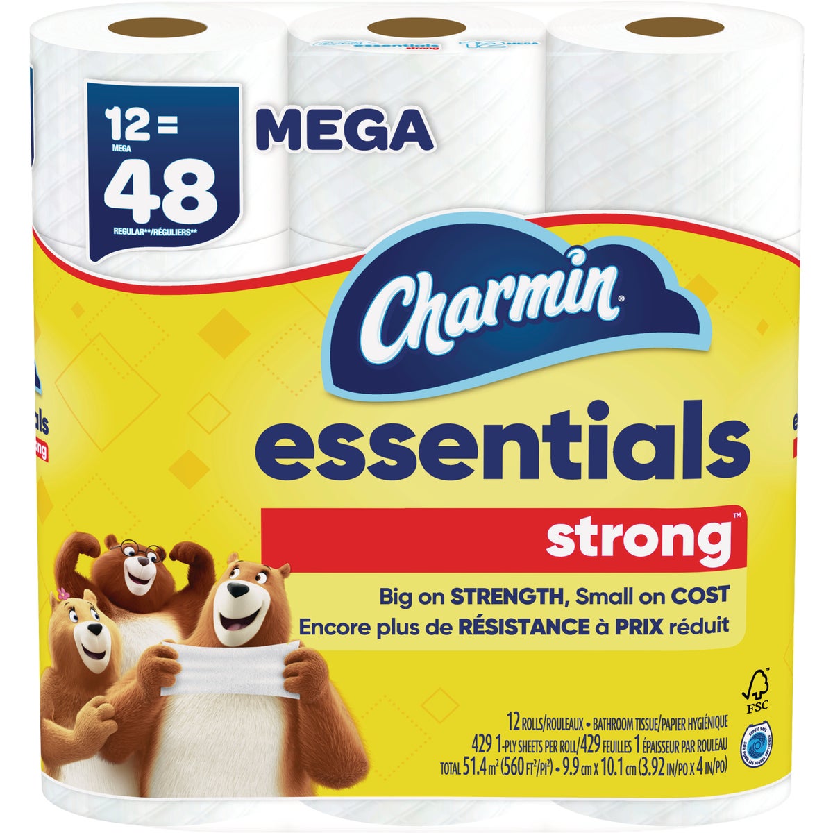 Charmin Essentials Strong Toilet Paper (12 Mega Rolls)