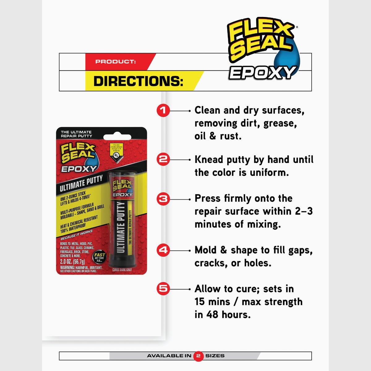 Flex Seal Epoxy 2 Oz. Ultimate Putty, Dark Gray Image 5