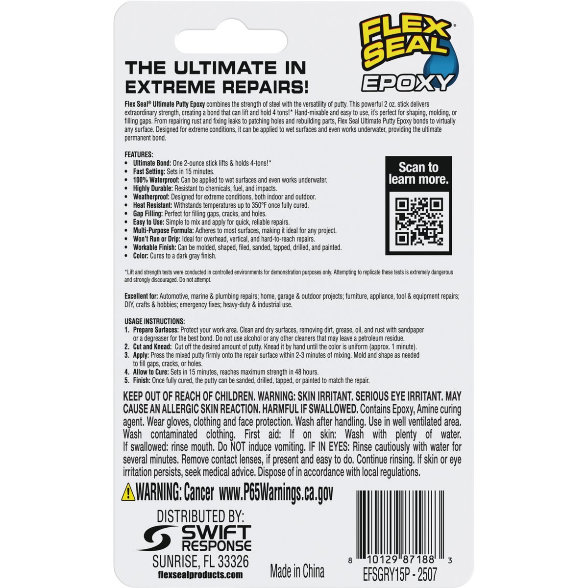 Flex Seal Epoxy 2 Oz. Ultimate Putty, Dark Gray Image 6