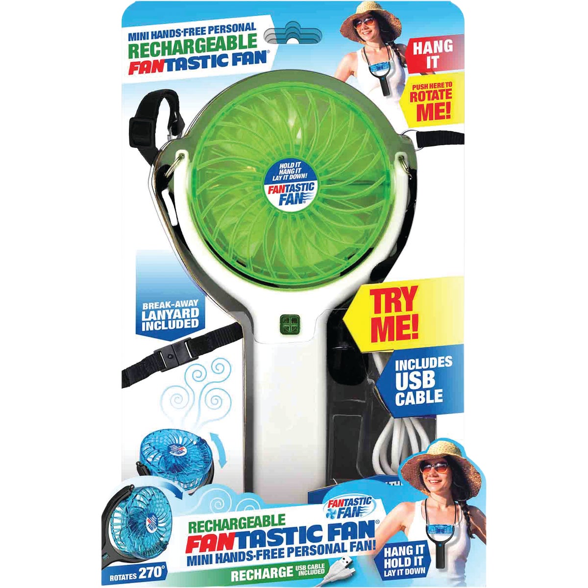 Fantastic Fan Mini Hands-Free Rechargeable USB Fan with Lanyard Image 1