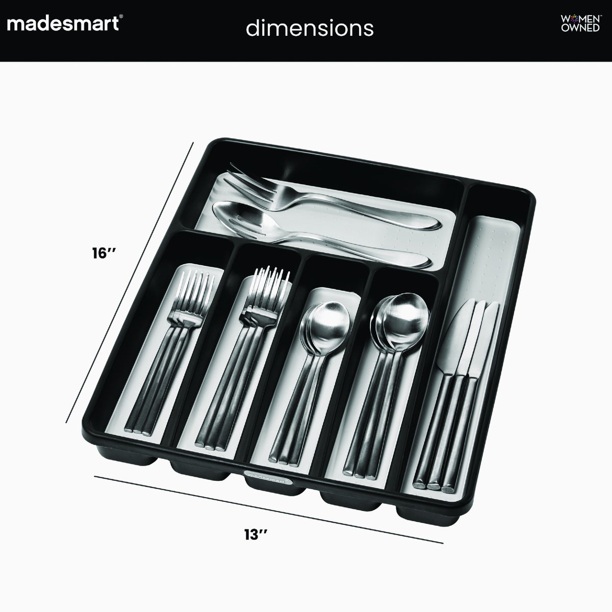 MadeSmart Classic 6 Compartment Silverware Tray, Carbon Image 6