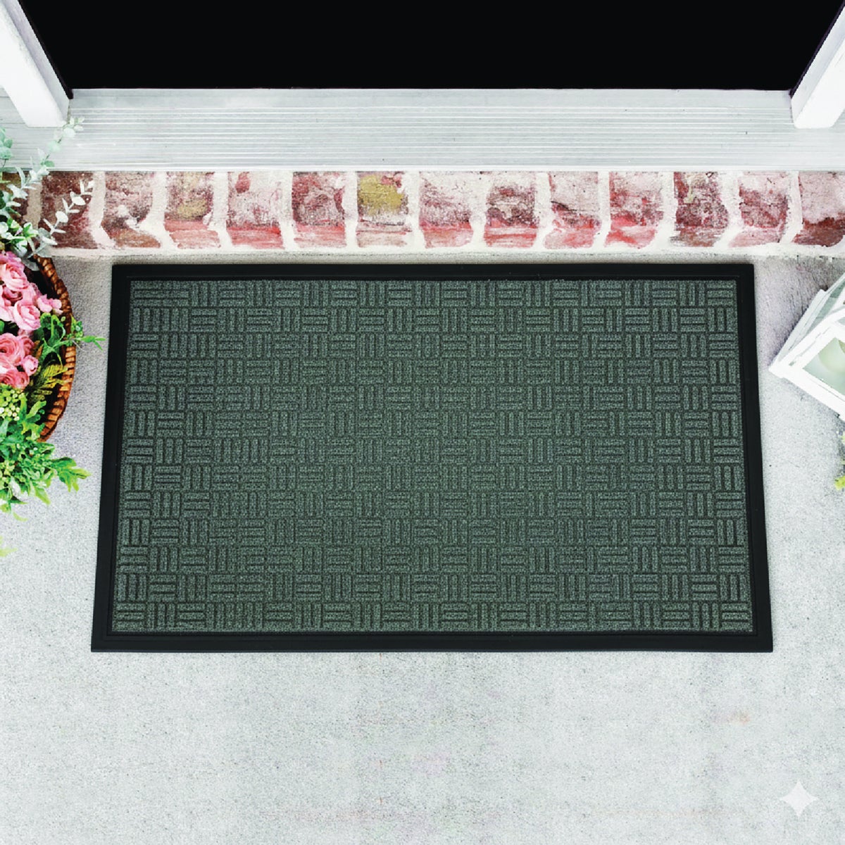 FanMats 18 In. x 30 In. Floor Saver II Door Mat, Parquet Gray Image 2