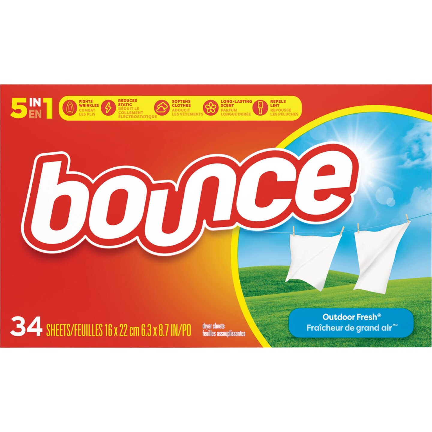 Bounce Outdoor Fresh Wrinkle Fighter Fabric Softener Dryer Sheet (34-Count) Image 1