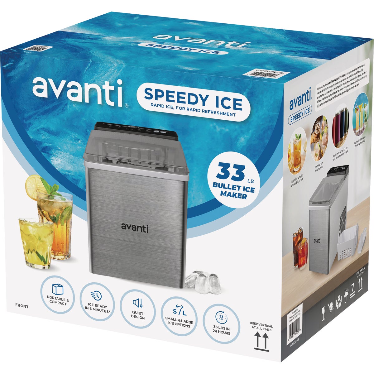 Avanti 33 Lb. Stainless Steel Portable Countertop Bullet Ice Maker Image 4