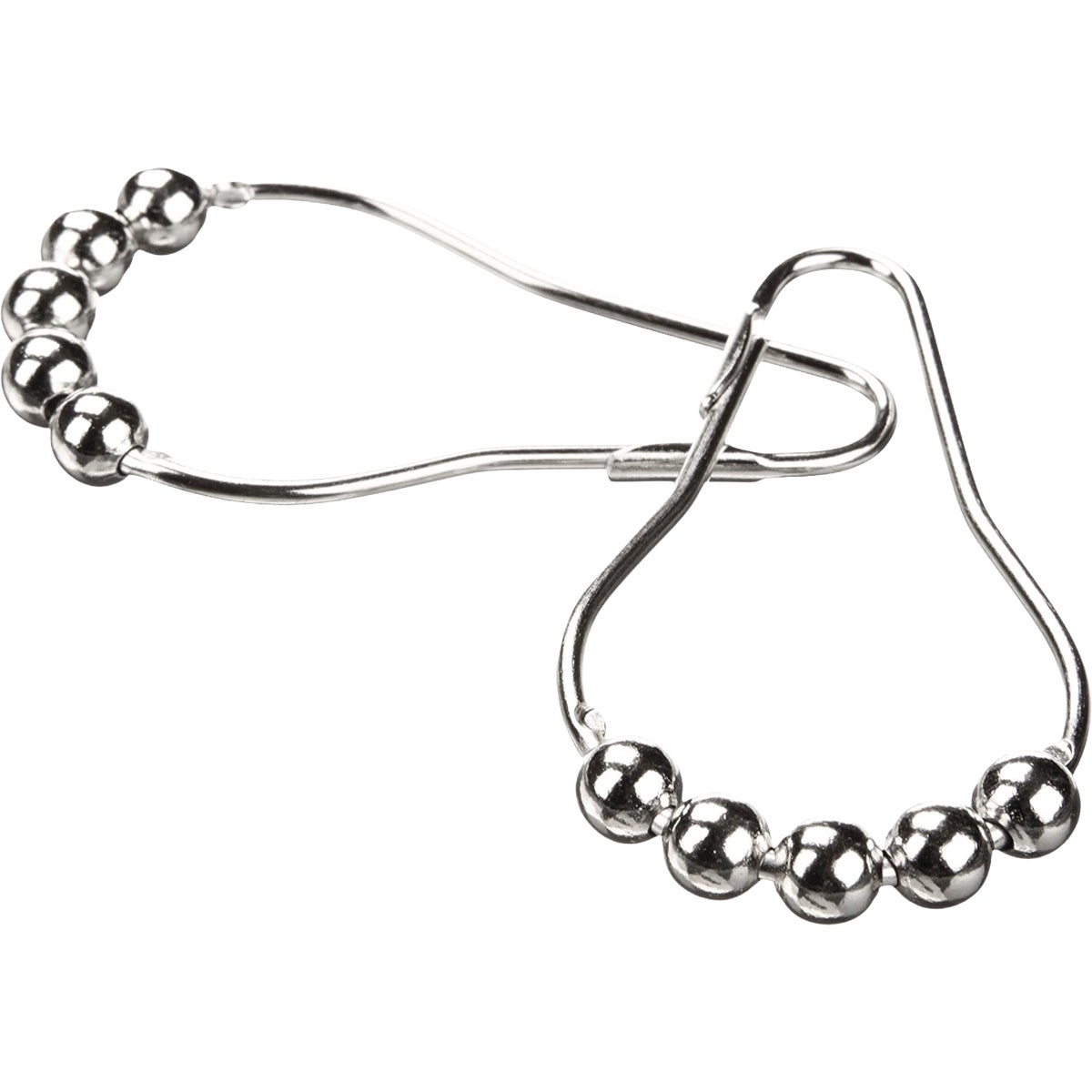 Moda At Home Chrome Roller Shower Curtain Hooks (12-Pack)