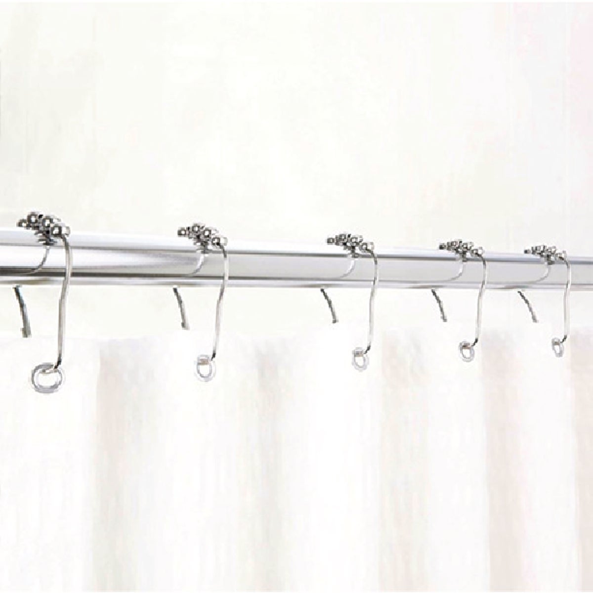 Moda At Home Chrome Roller Shower Curtain Hooks (12-Pack) Image 2