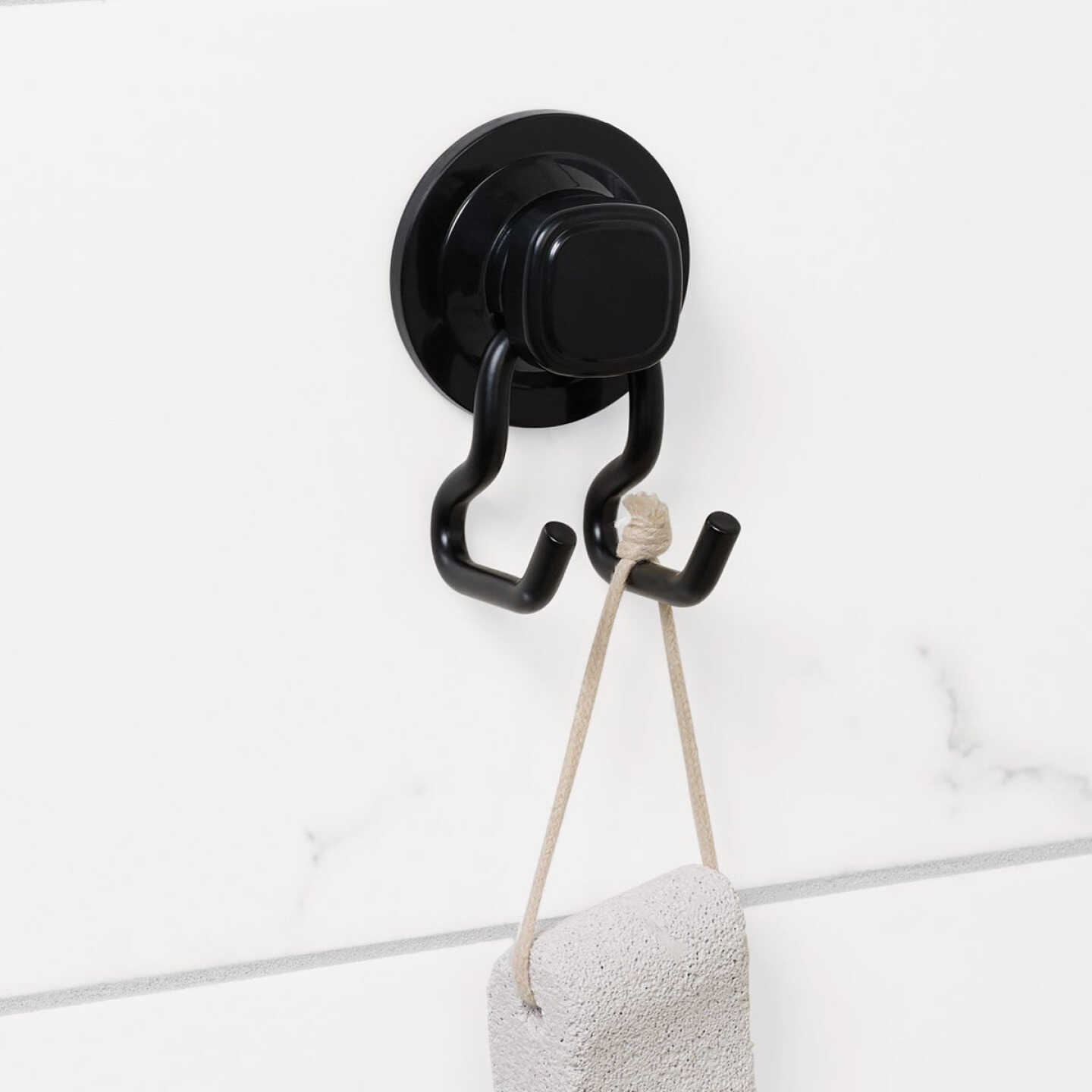 Zenna Home Rustproof Matte Black Power Grip Pro Adhesive/Suction Shower Storage Hook Image 2