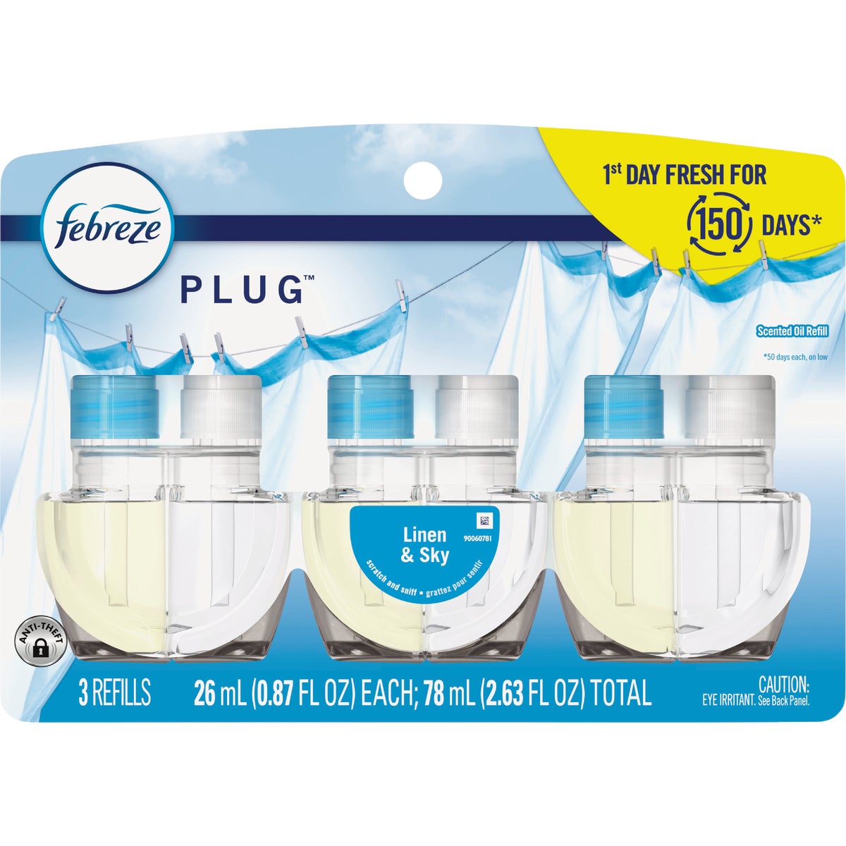 Febreze Linen & Sky Scent Plug In Air Freshener Refill (3-Count)