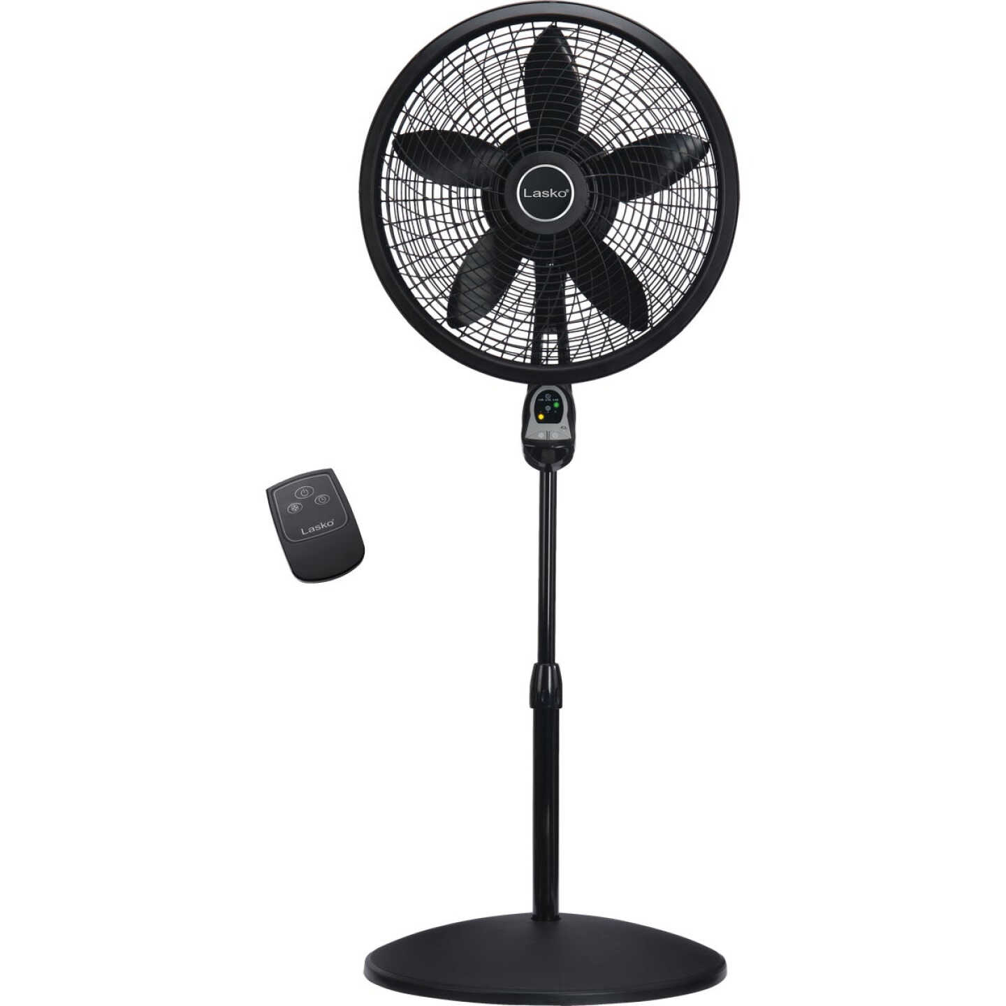 Lasko 18 In. Black Adjustable Height Pedestal Fan with Remote Control Image 1