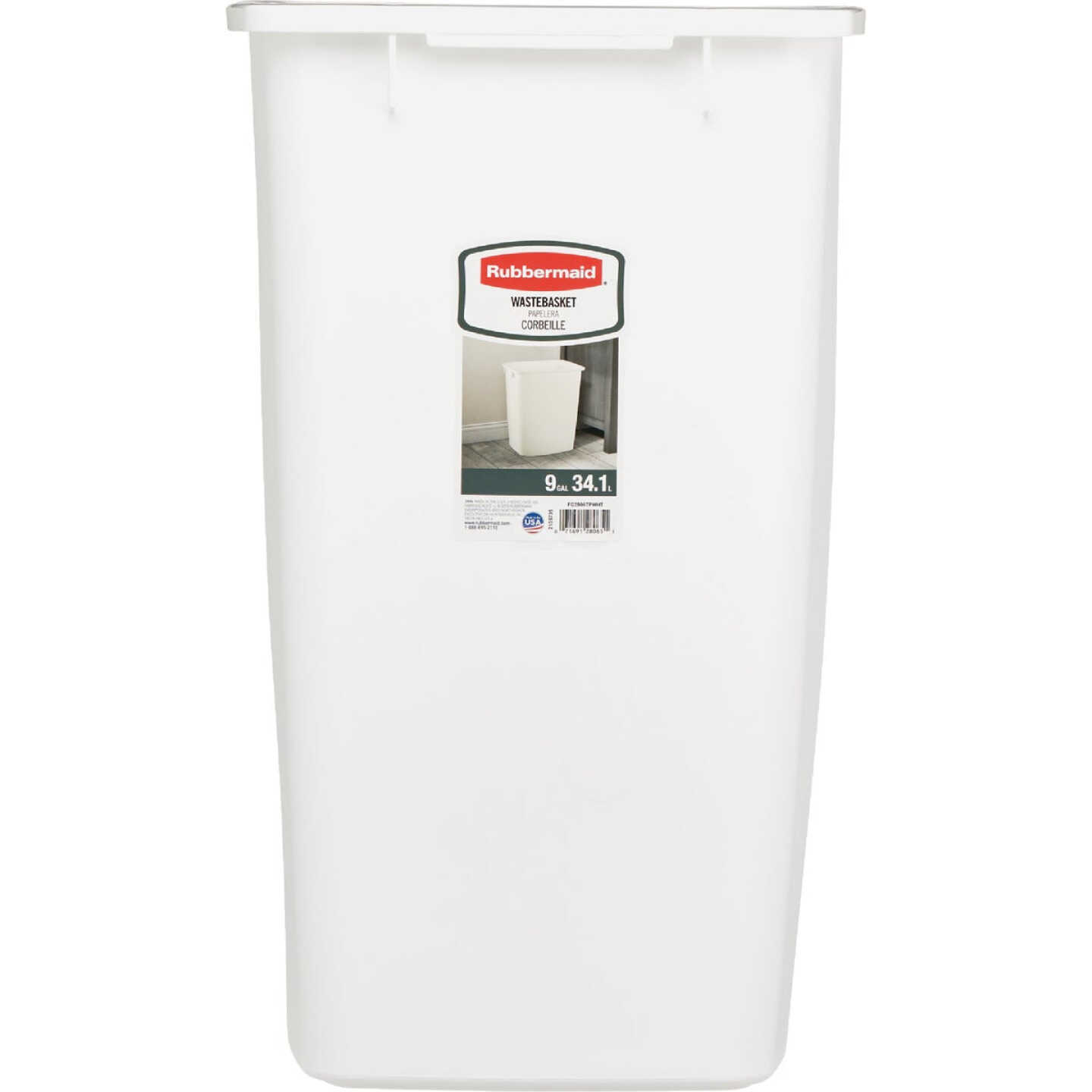 Rubbermaid 9 Gal. White Wastebasket Image 2