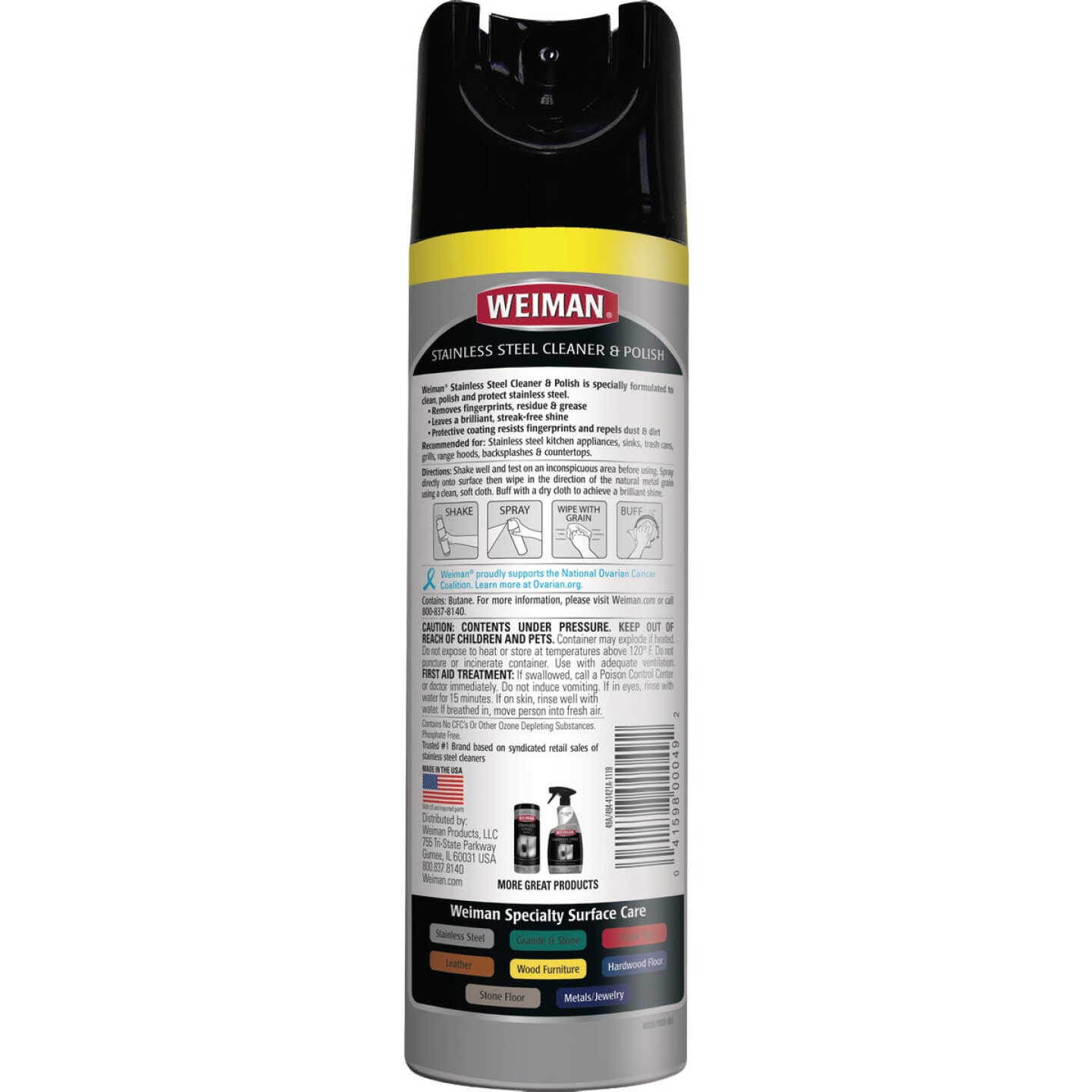 Weiman 17 Oz. Aerosol Stainless Steel Cleaner & Polish Image 2