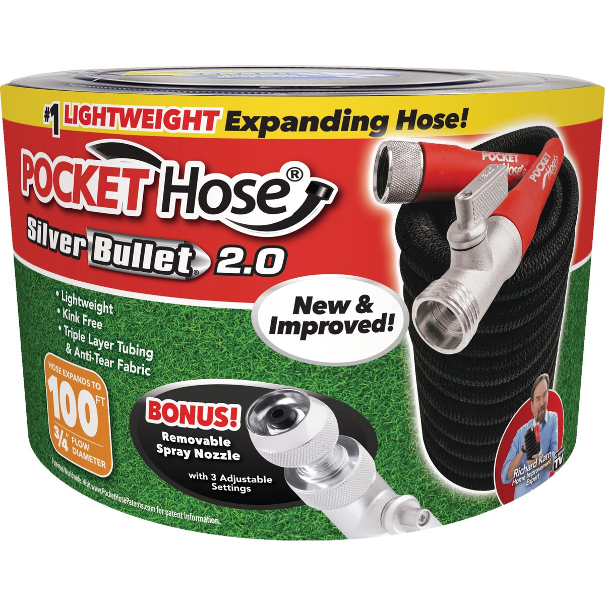 Pocket Hose Silver Bullet 2.0 3/4 In. x 100 Ft. No-Kink Hose & Nozzle