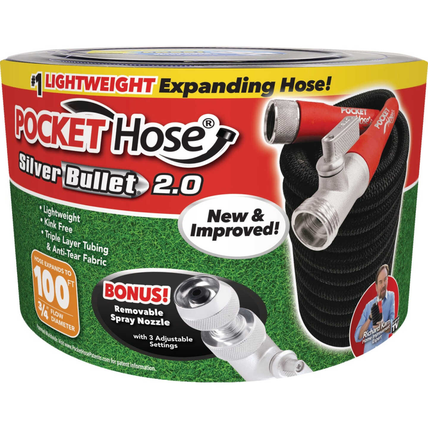 Pocket Hose Silver Bullet 2.0 3/4 In. x 100 Ft. No-Kink Hose & Nozzle Image 1