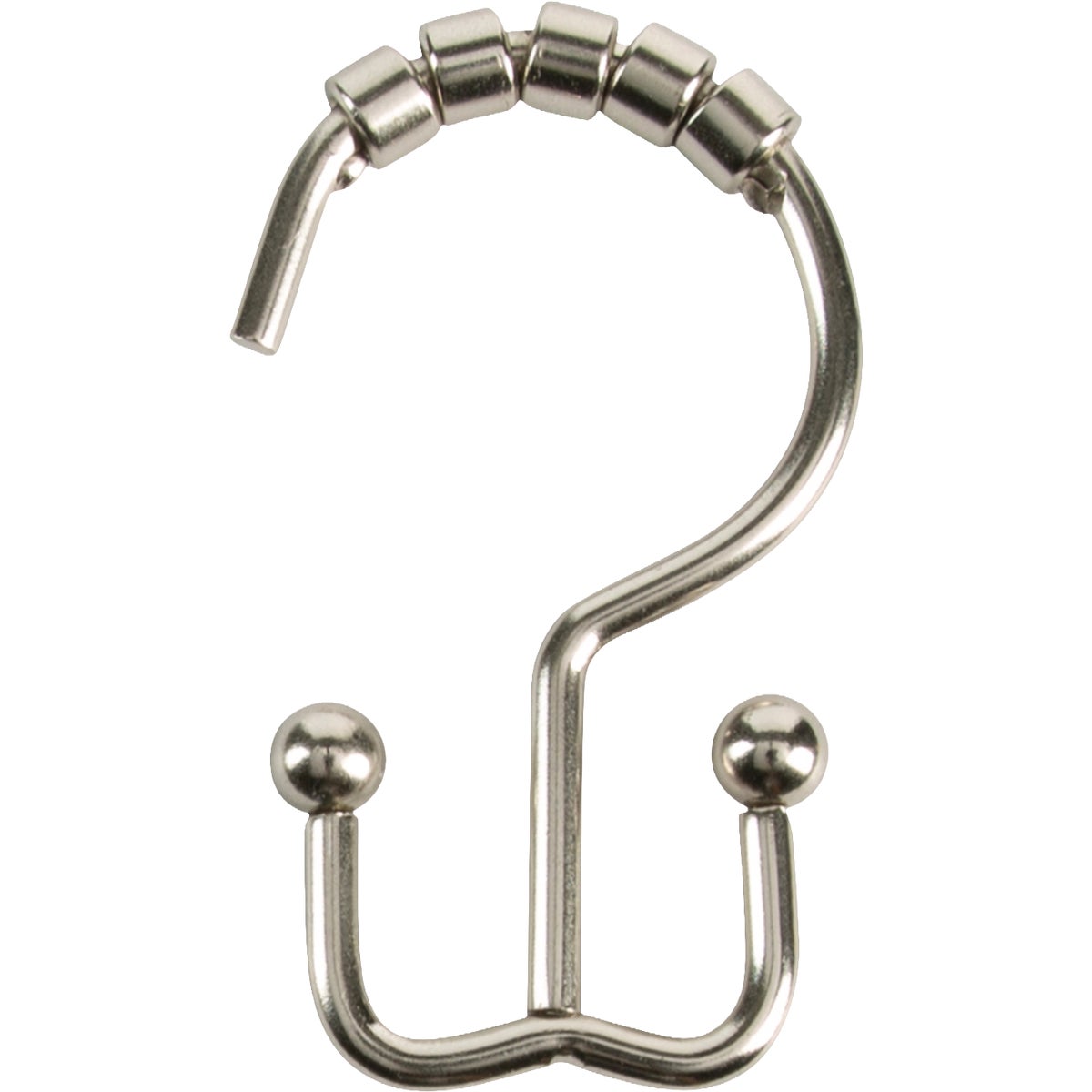 Moda At Home Brushed Nickel Annex Double-Roller Shower Curtain Hooks (12-Pack)