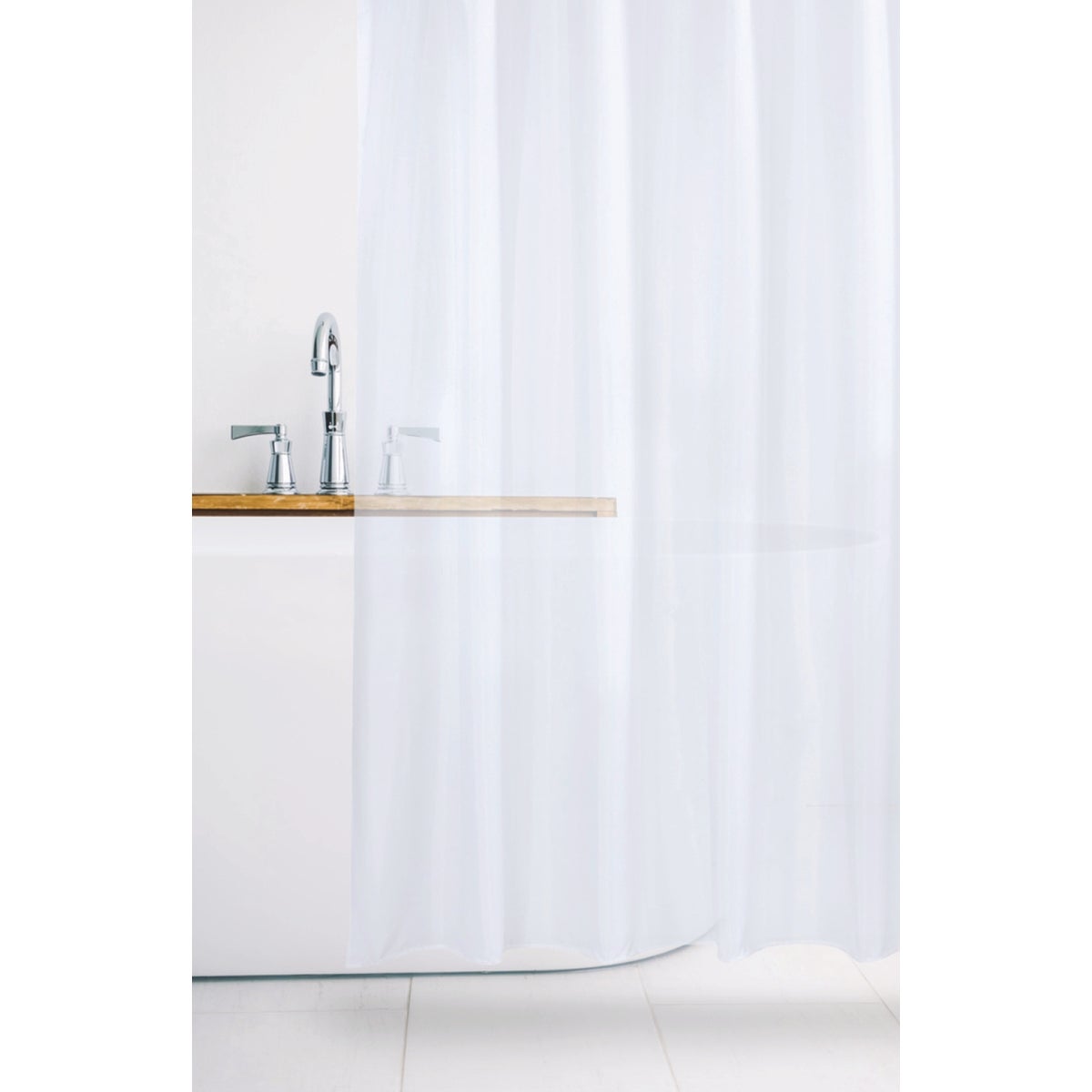 Moda At Home 70 In. x 72 In. White Oasis Frosted Heavyweight Shower Curtain Liner