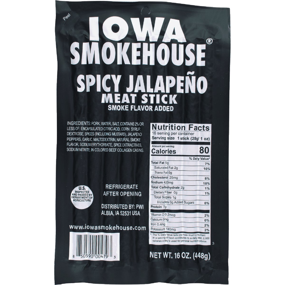 Iowa Smokehouse 16 Oz. Spicy Jalapeno Meat Sticks
