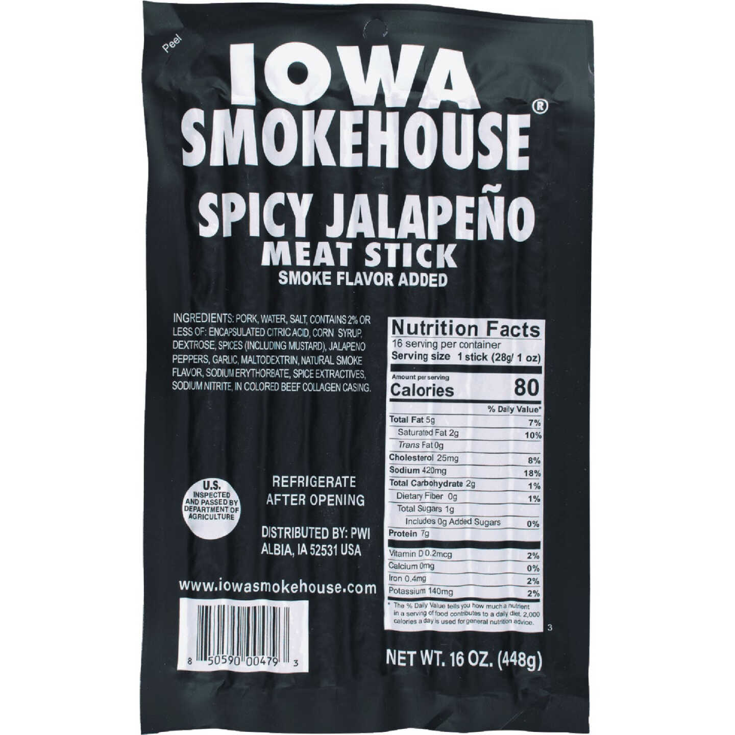 Iowa Smokehouse 16 Oz. Spicy Jalapeno Meat Sticks Image 1