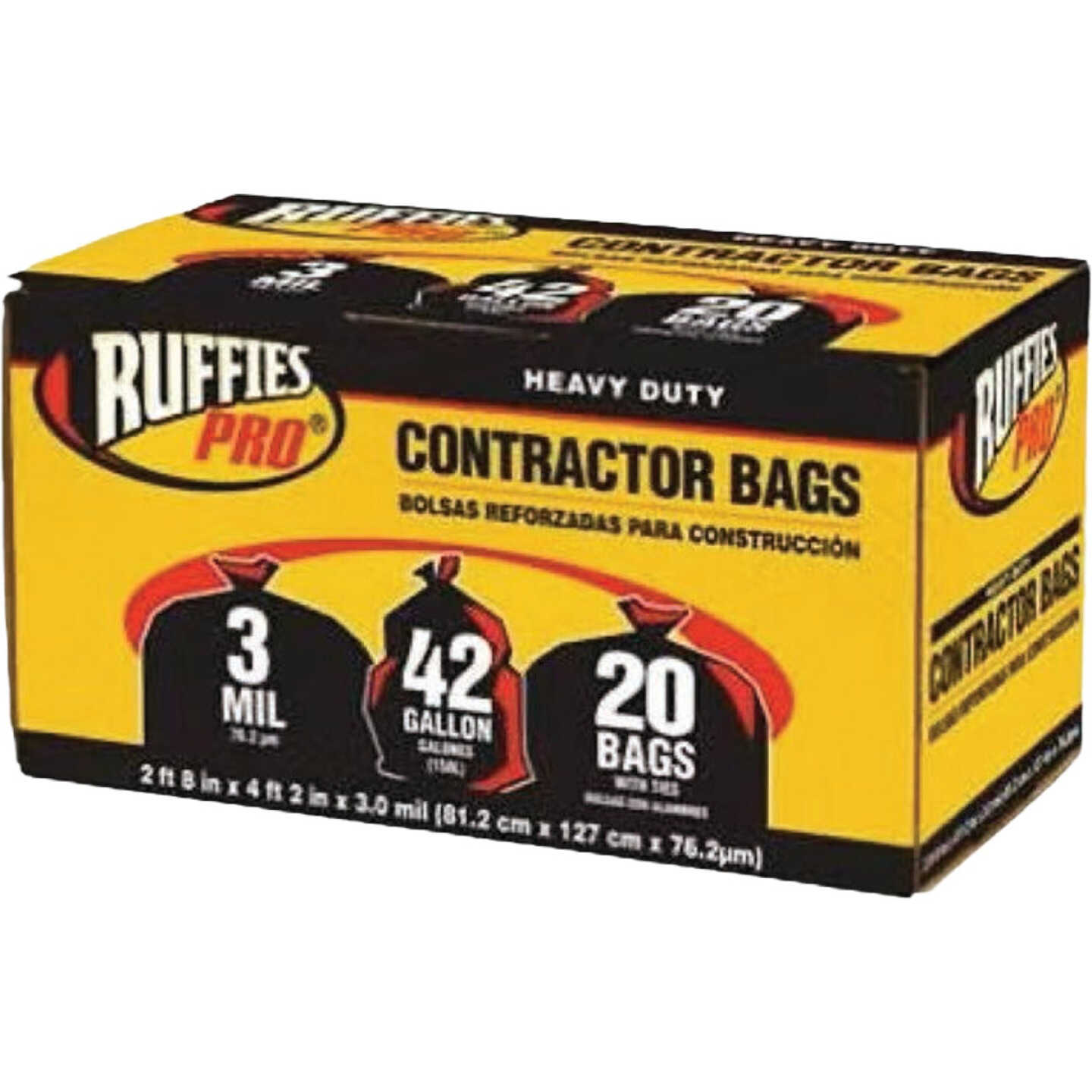 Ruffies 42 Gal. Black Contractor Bags (20-Count) Image 1