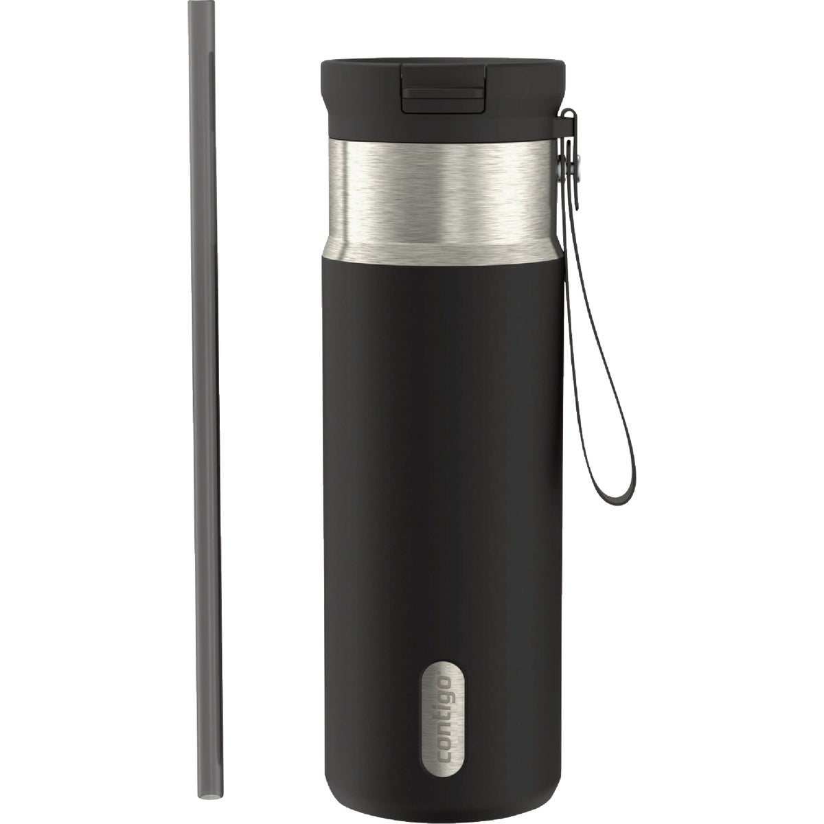 Contigo SnapSeal 20 Oz. Leakproof Stainless Steel Water Bottle with Reusable Straw, Black