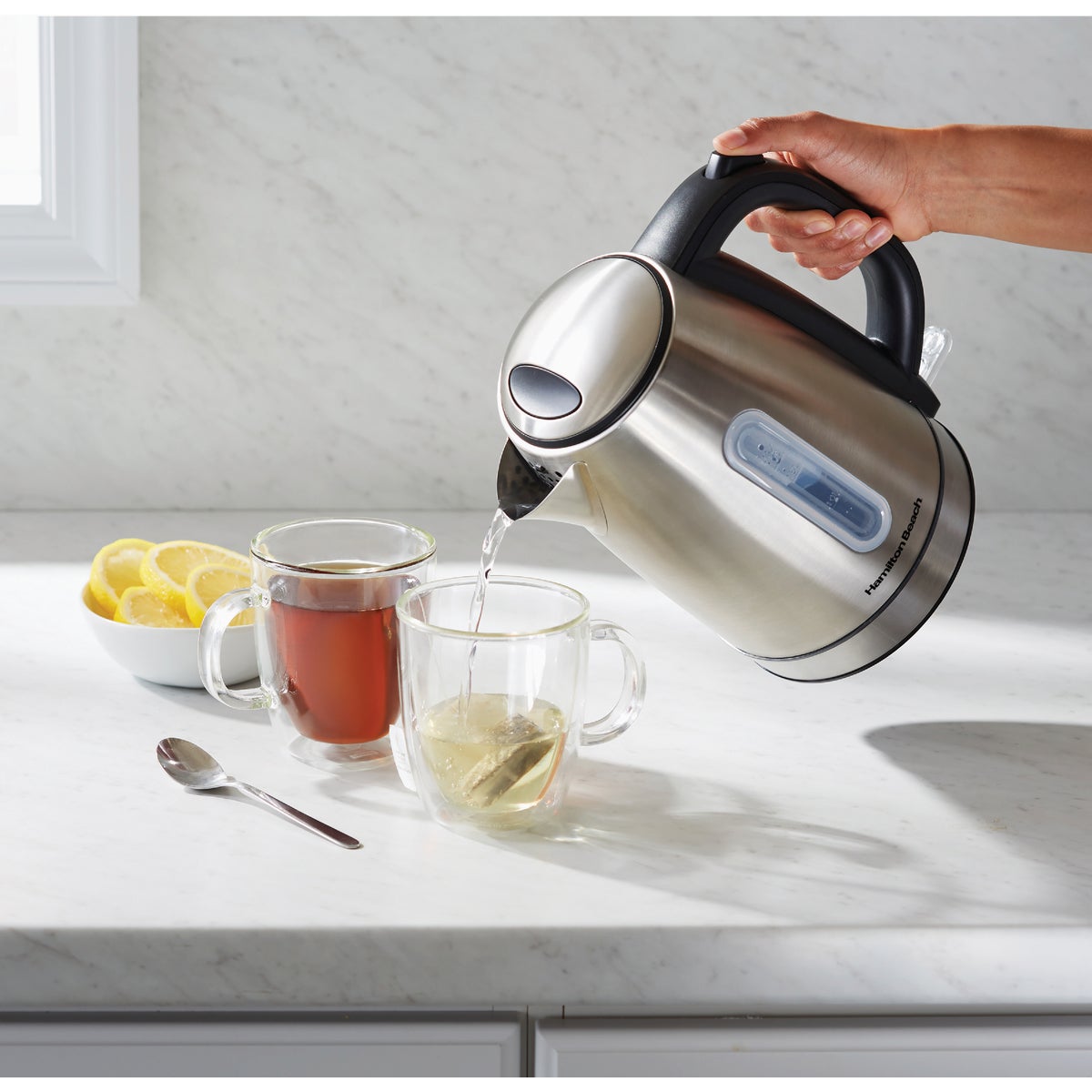 Hamilton Beach 1.7L Stainless Steel Electric Kettle with LED Light Ring Image 4