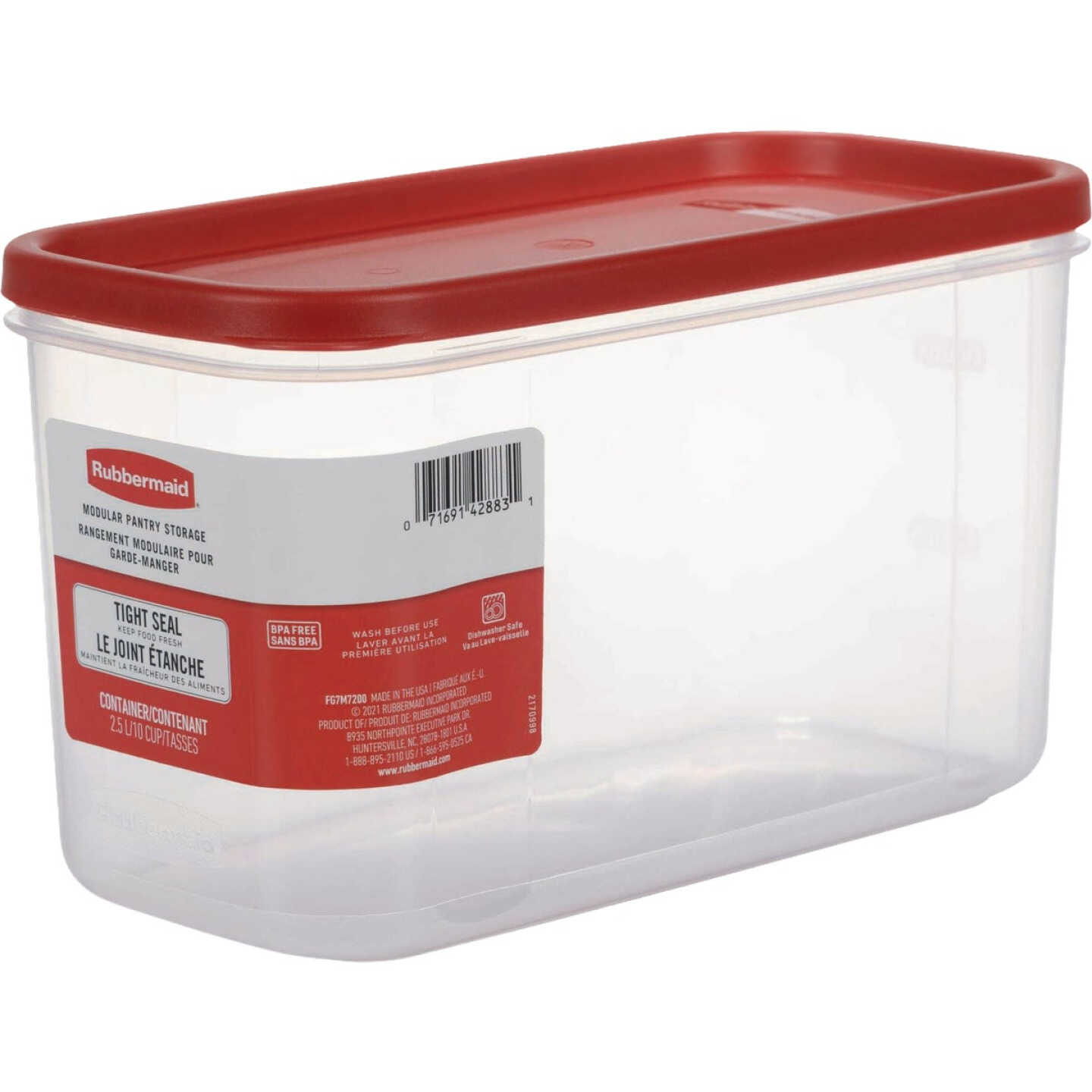 Rubbermaid Modular Red Food Storage Canister with Lid, 10 Cup Image 1