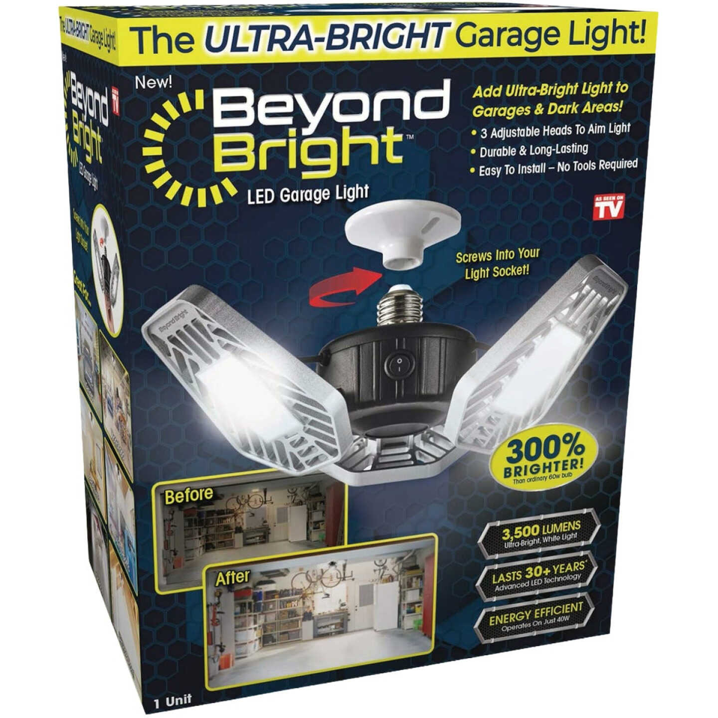 Beyond Bright Ultra-Bright 3-Panel LED Garage Light Image 1